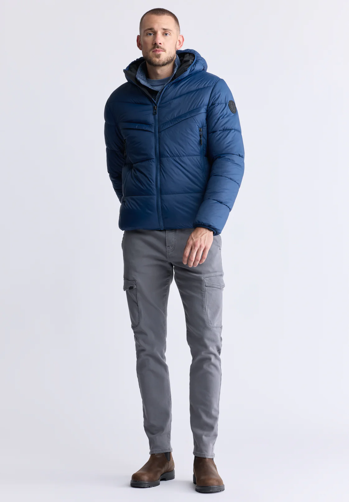 Jerome Navy Men's Hooded Puffer Jacket - OBMEF006 - Image 5