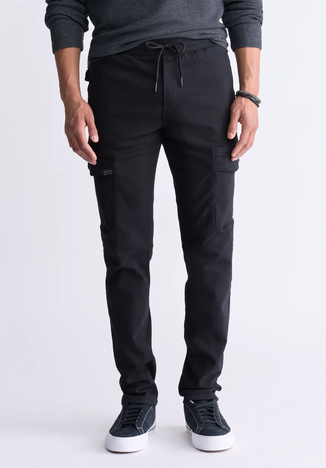 Slim Tapered Jim Men's Freedom Flex Drawstring Pants, Black - BM26010 - Image 2