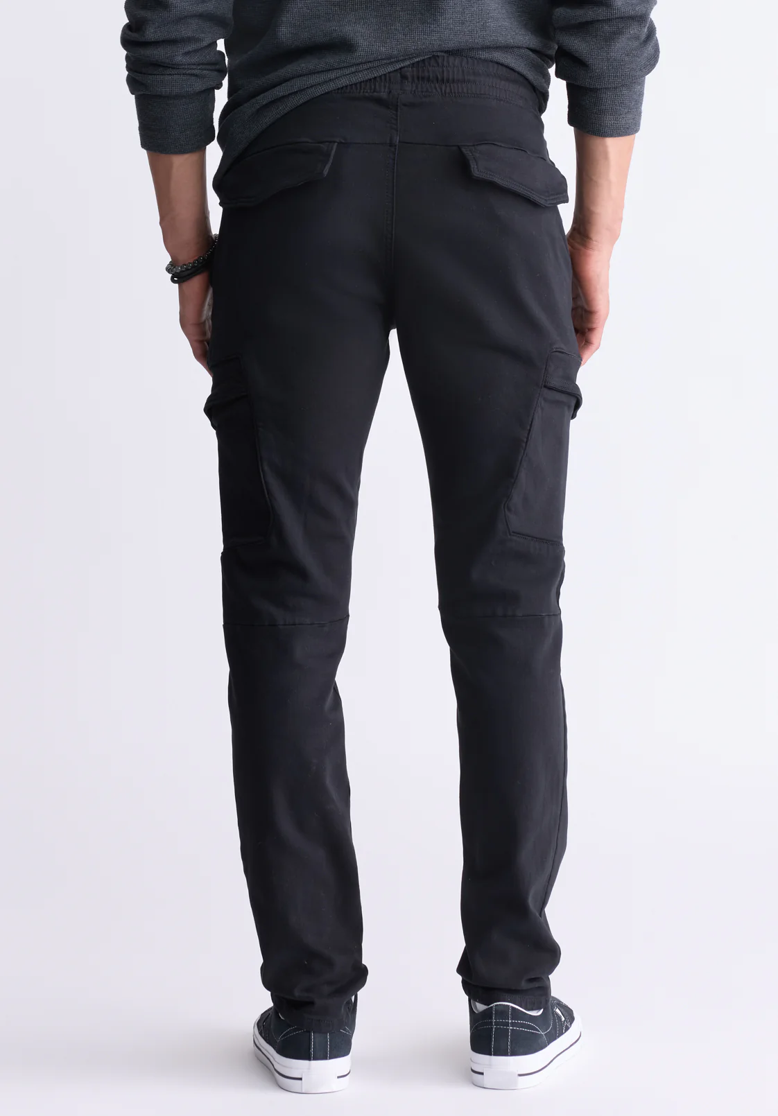 Slim Tapered Jim Men's Freedom Flex Drawstring Pants, Black - BM26010 - Image 3