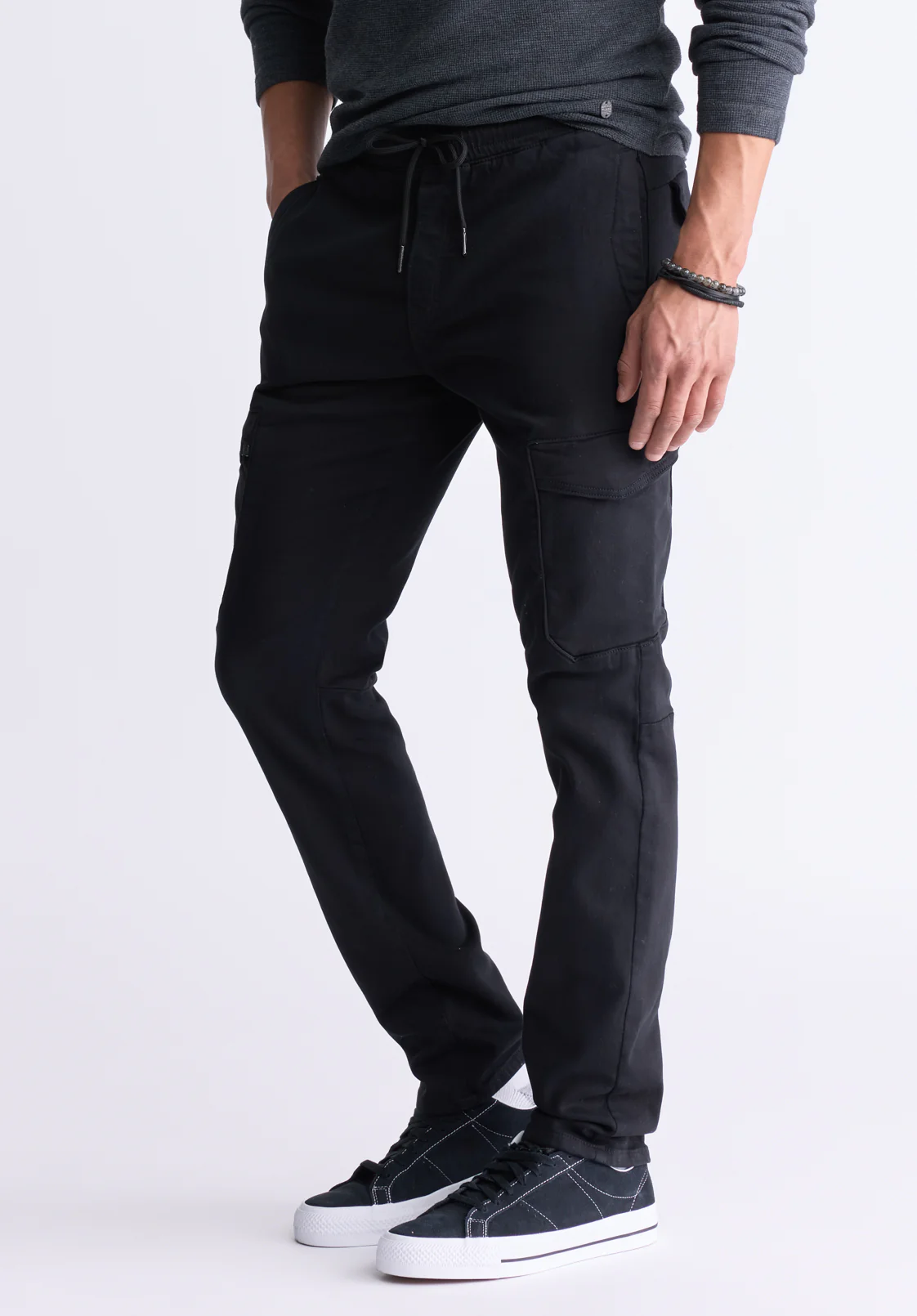 Slim Tapered Jim Men's Freedom Flex Drawstring Pants, Black - BM26010 - Image 4