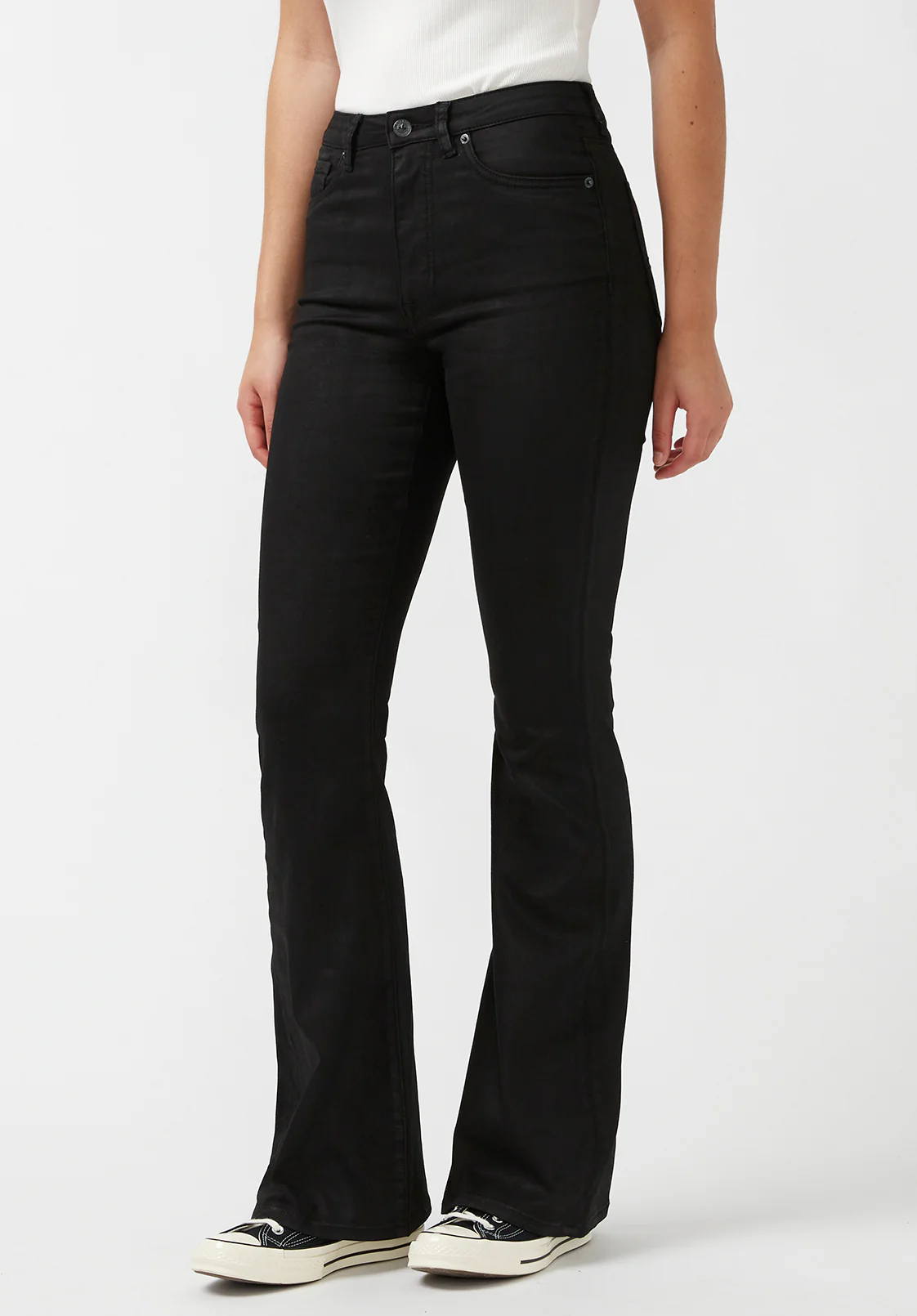 Joplin High Rise Flared Women's Coated Jeans in Black - BL15945 - Image 4