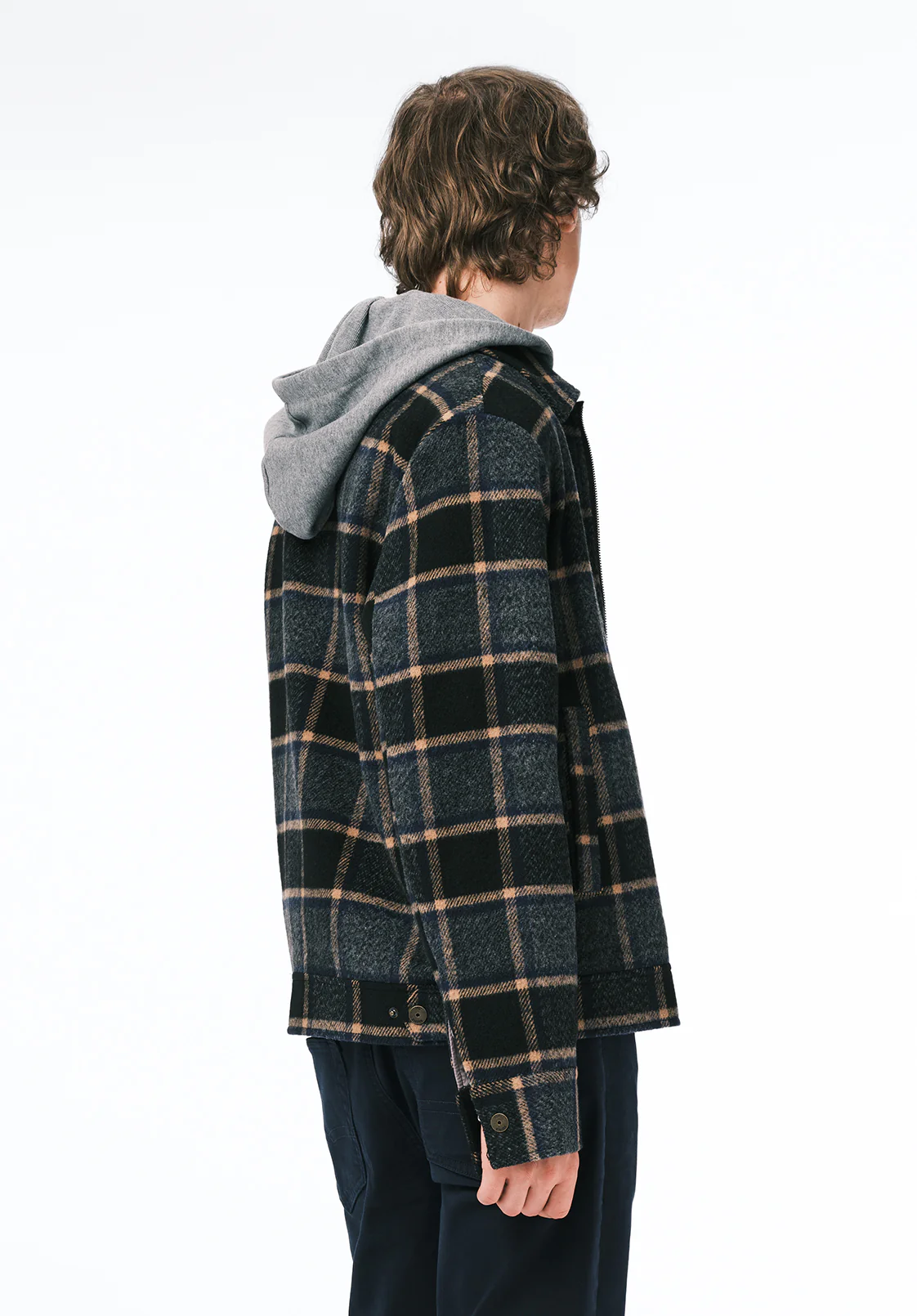 Jude Men's Boxy Plaid Jacket, Charcoal - BM24701 - Image 3