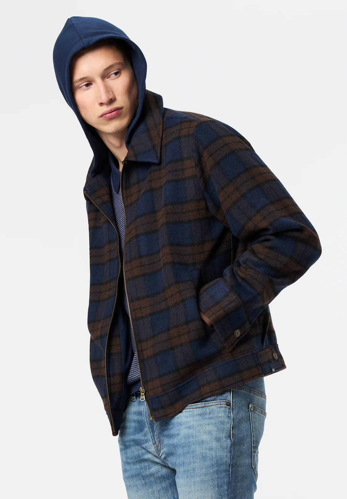 Jude Men's Boxy Plaid Jacket, Dune - BM24701 - Image 3