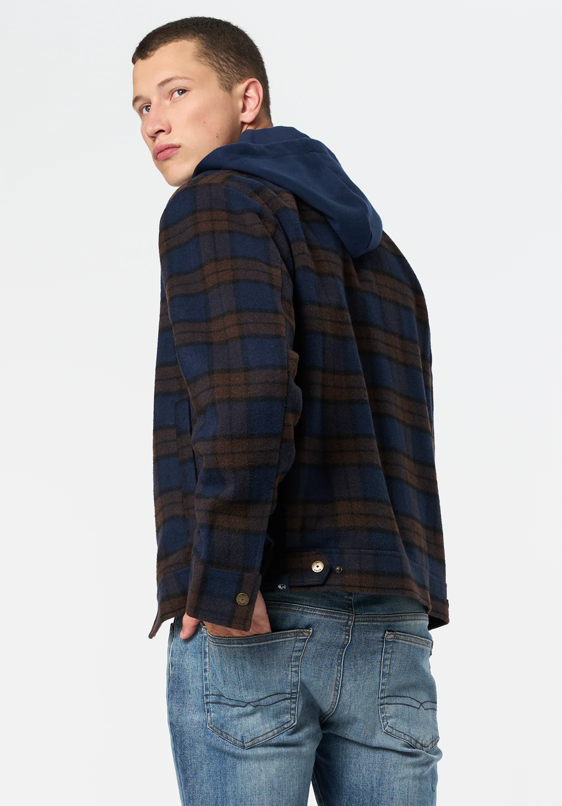 Jude Men's Boxy Plaid Jacket, Dune - BM24701 - Image 4
