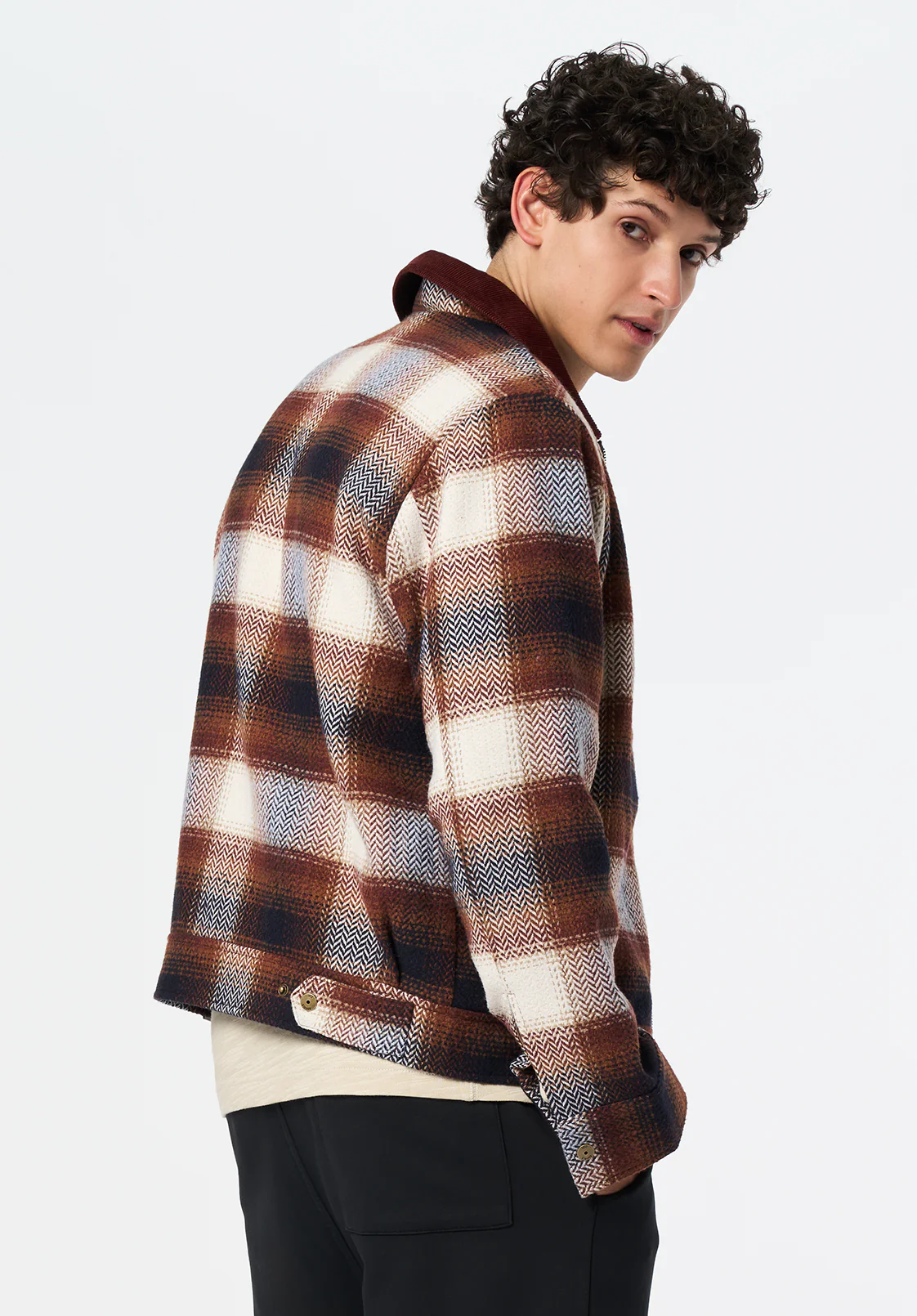 Julio Men's Boxy Plaid Jacket, Tan - BM24702 - Image 3