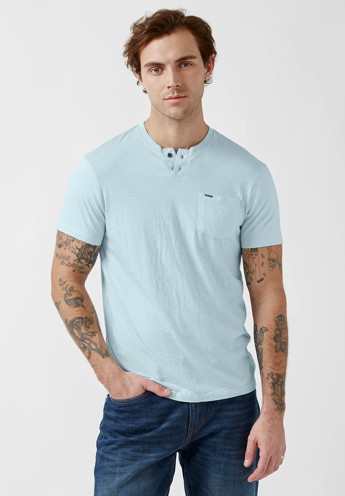 Kaddy Men’s Short-Sleeve Top in Sky Blue - BM23991 - Image 2