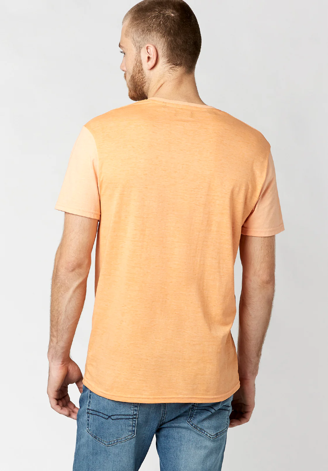 Kaddy Men's T-Shirt with Tonal Trim in Coral - BM23555 - Image 3