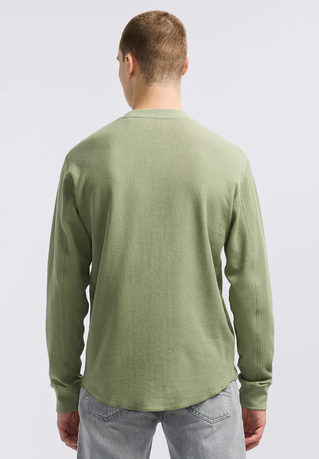 Kaleb Men's Long-Sleeve Crewneck Top, Hedge Green - BM24624 - Image 4