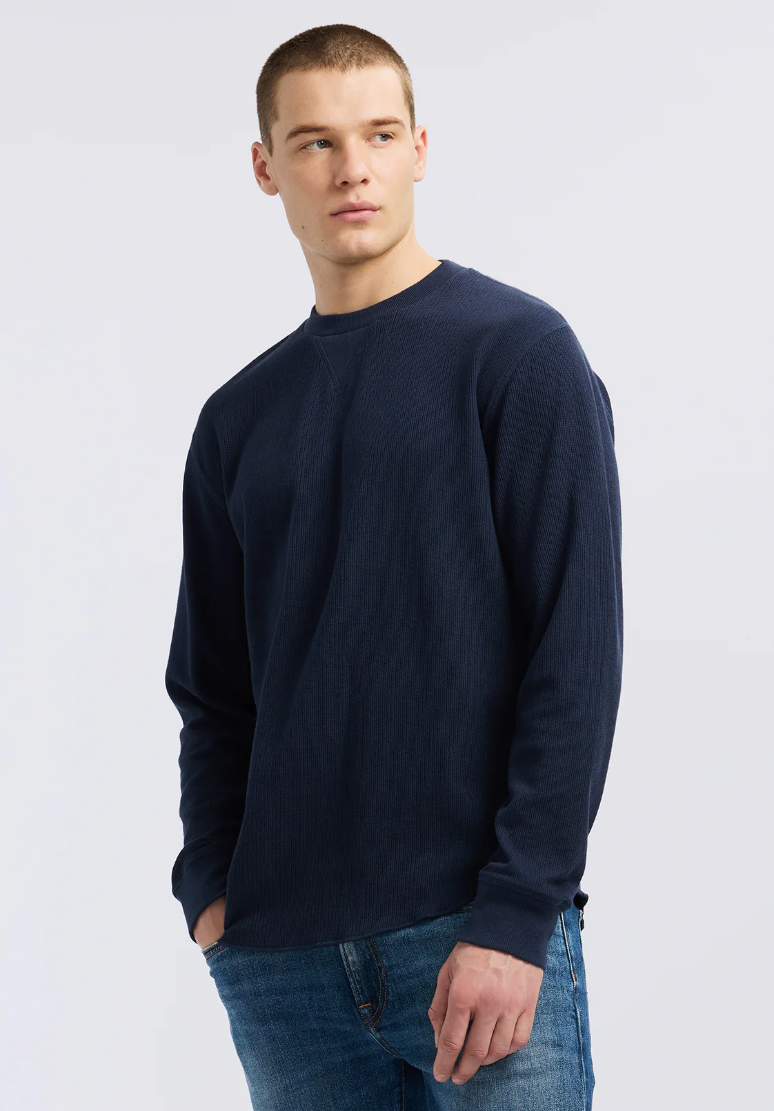 Kaleb Men's Long-Sleeve Crewneck Top, Midnight Blue - BM24624 - Image 3