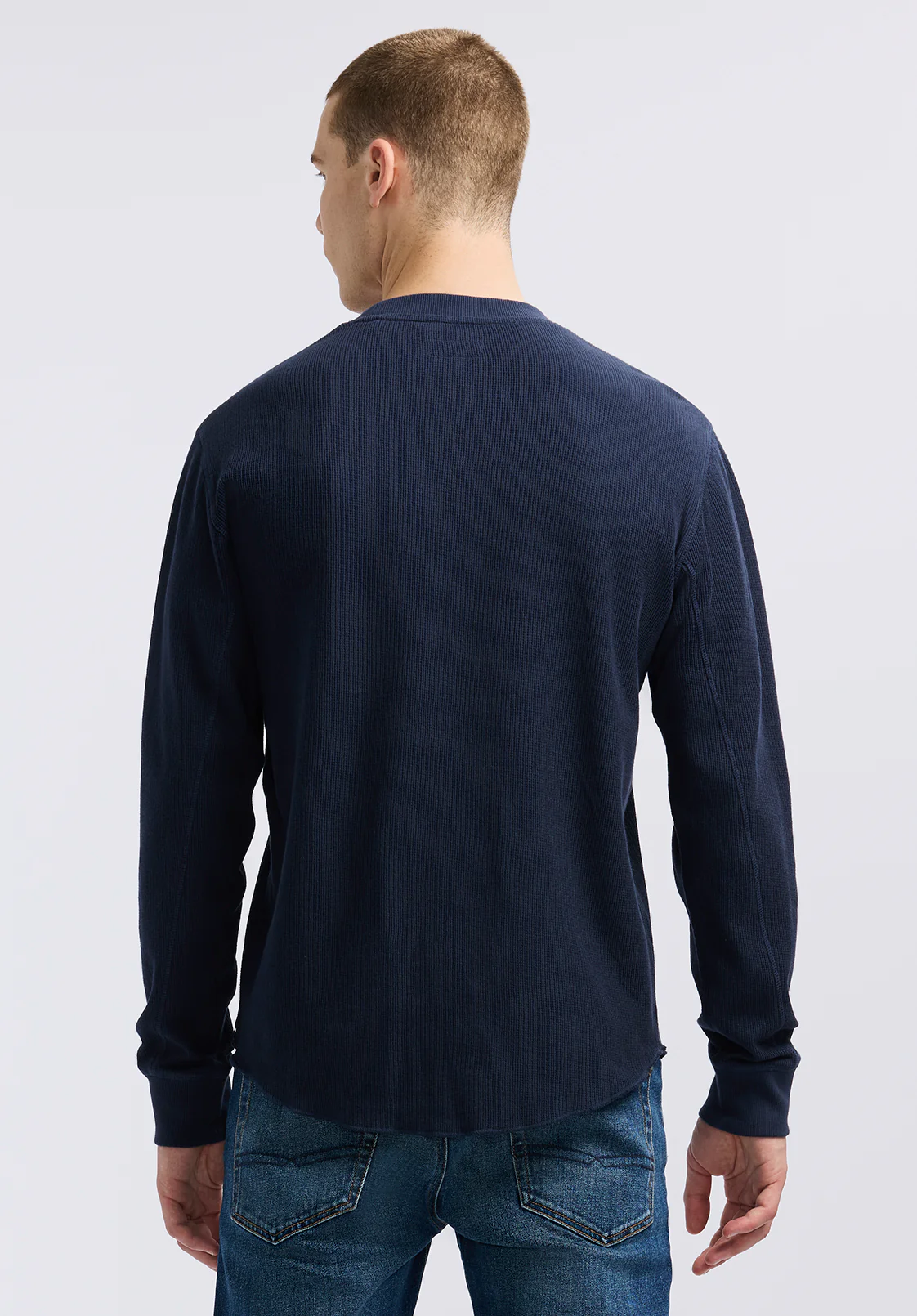 Kaleb Men's Long-Sleeve Crewneck Top, Midnight Blue - BM24624 - Image 4