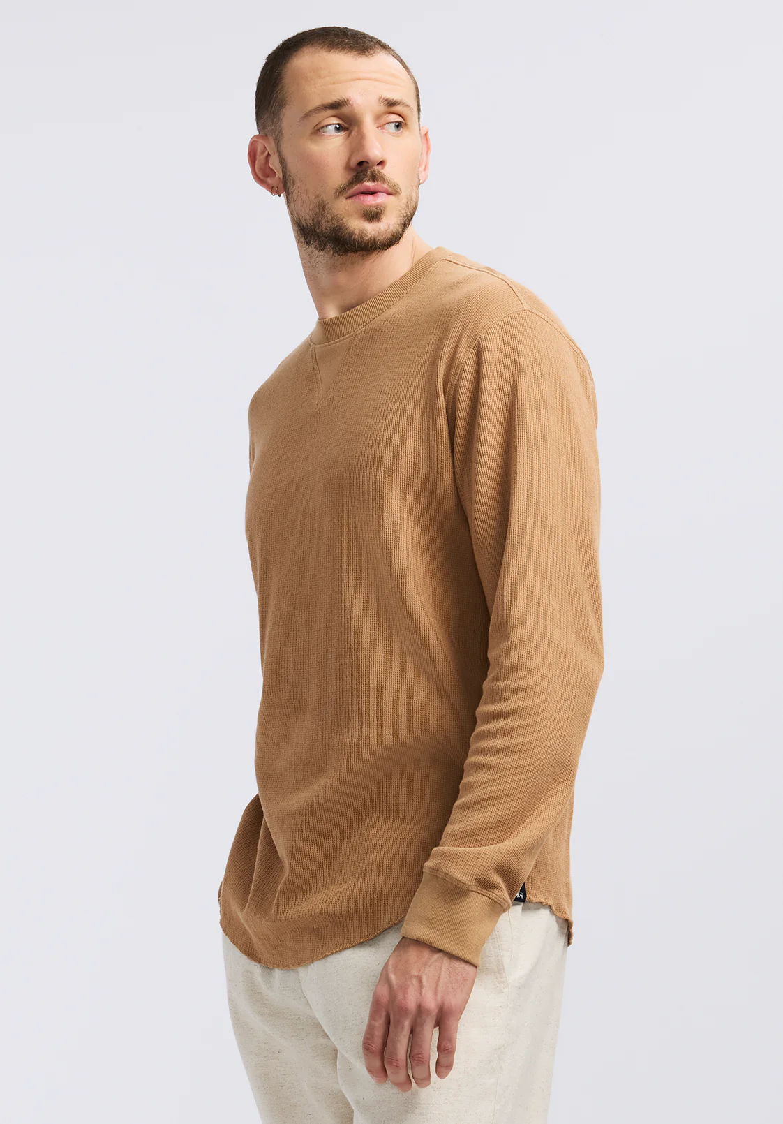 Kaleb Men's Long-Sleeve Crewneck Top, Woodsmoke - BM24624 - Image 3