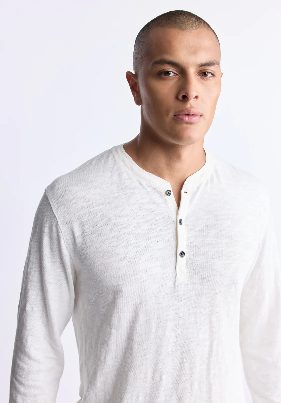 Kandid Men's Long-Sleeve Henley Top, Milk - BM24522 - Image 3