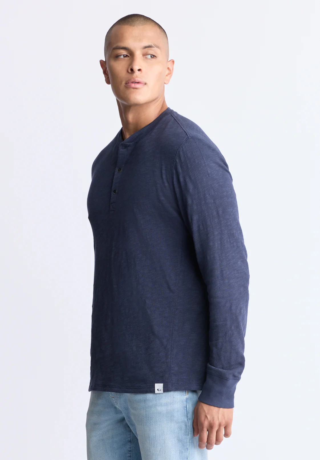 Kandid Men's Long-Sleeve Henley Top, Midnight Blue - BM24522 - Image 4
