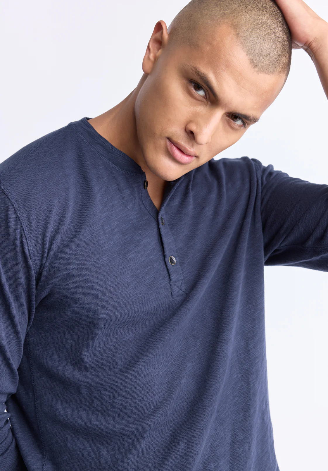 Kandid Men's Long-Sleeve Henley Top, Midnight Blue - BM24522 - Image 6
