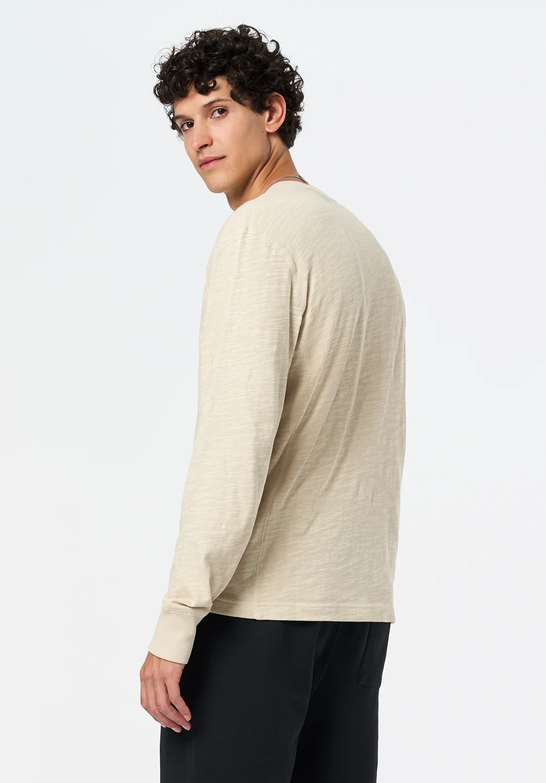 Kandid Men's Long-Sleeve Relaxed Henley Top, Peyote - BM24660 - Image 4