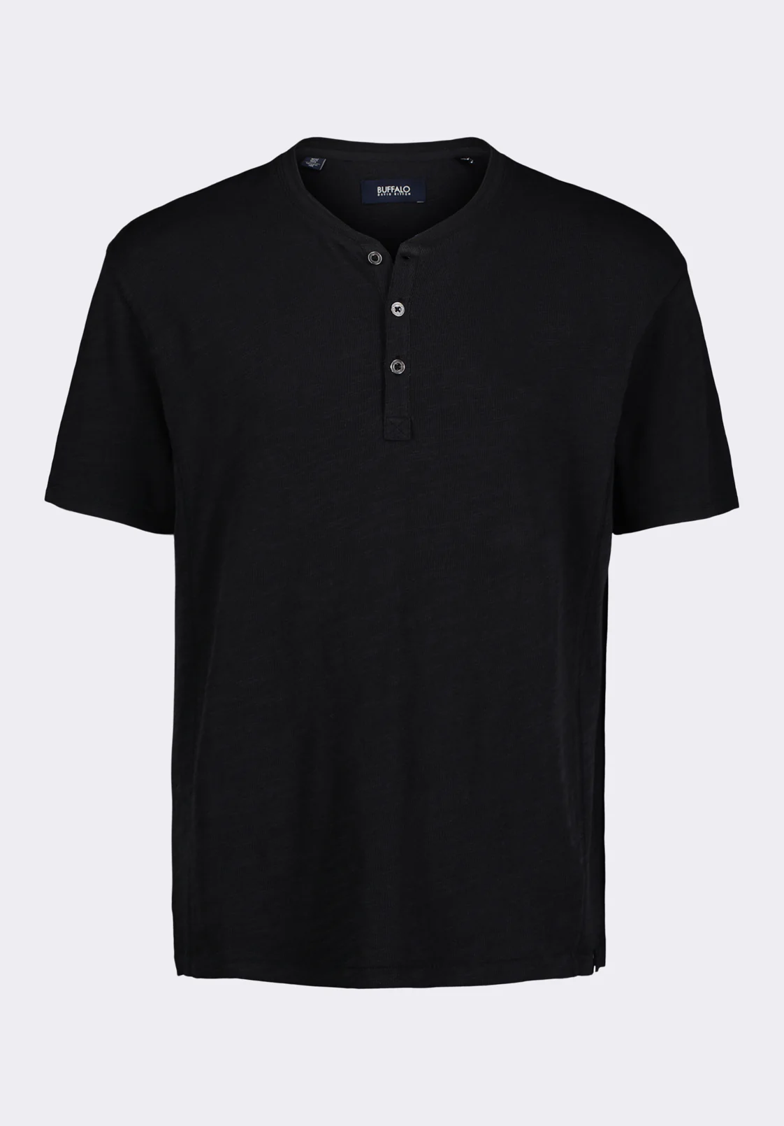 Kandido Men's Short Sleeve Slub Jersey Relaxed Henley Top, Black - BM24605 - Image 5