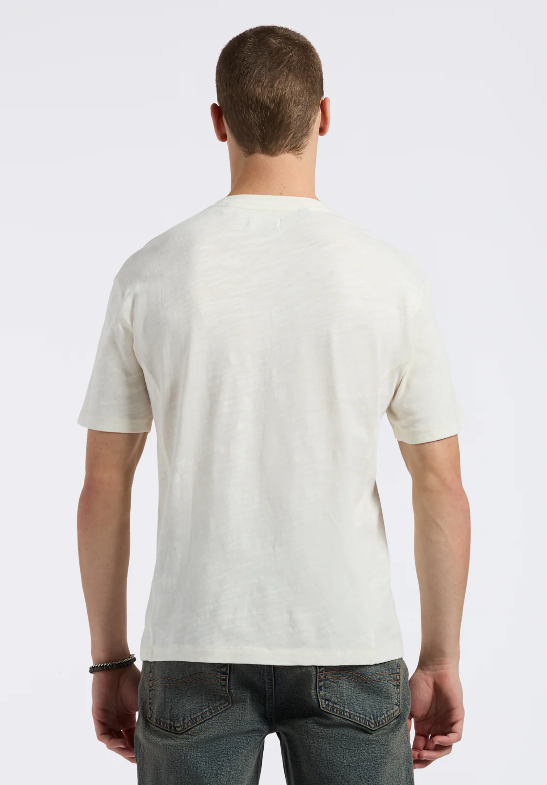 Kandido Men's Short Sleeve Slub Jersey Relaxed Henley Top, Milk - BM24605 - Image 4