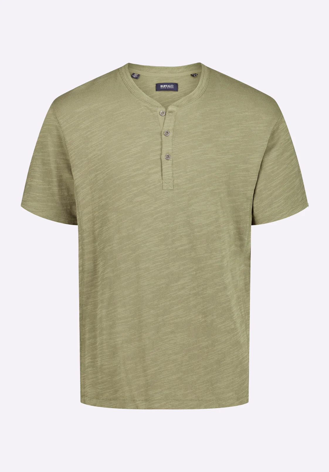 Kandido Men's Short Sleeve Slub Jersey Relaxed Henley Top, Army Green - BM24605 - Image 5