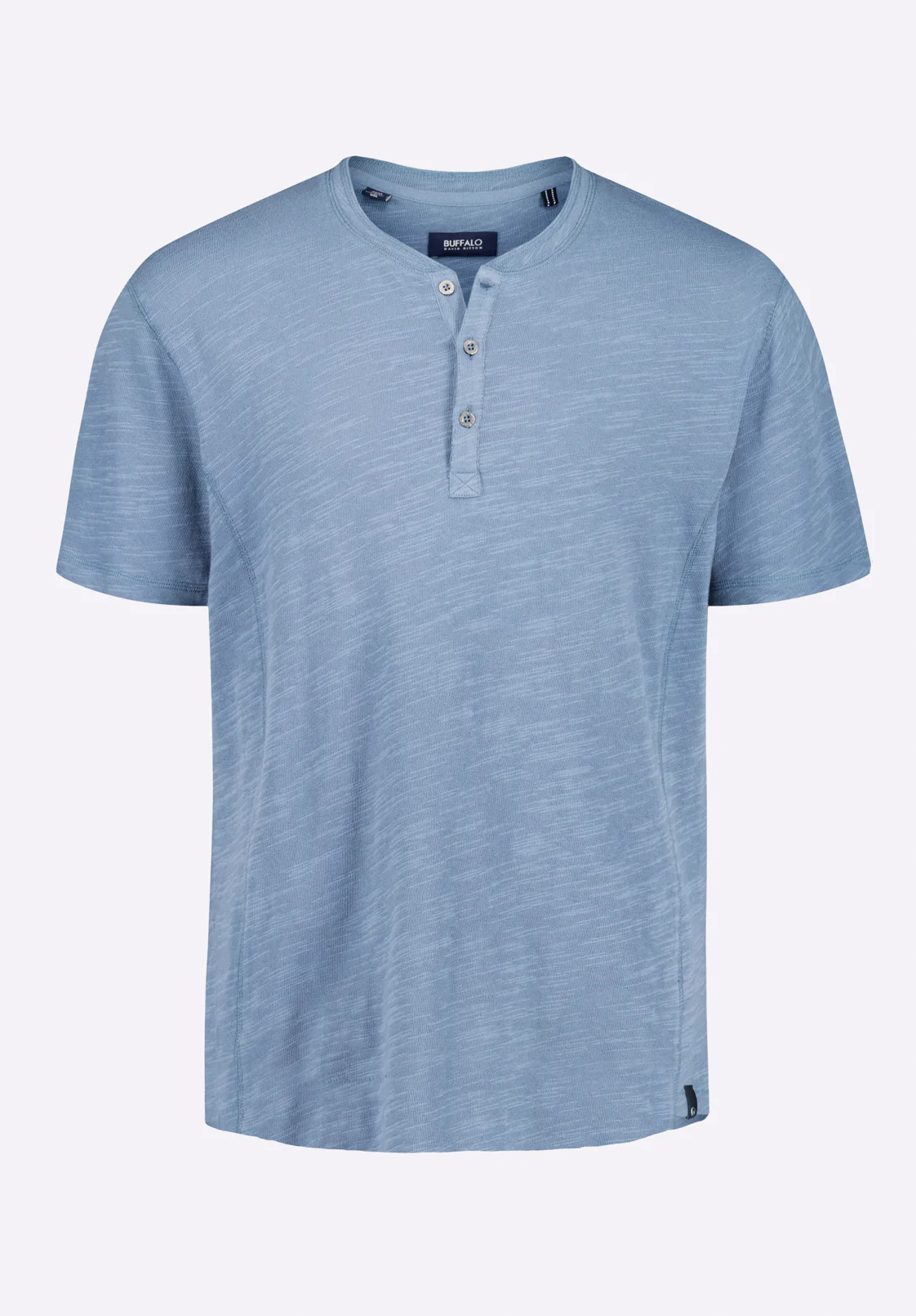 Kandido Men's Short Sleeve Slub Jersey Relaxed Henley Top, Mirage Blue - BM24605 - Image 5