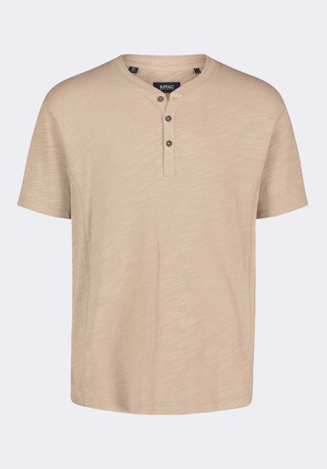 Kandido Men's Short Sleeve Slub Jersey Relaxed Henley Top, Tuffet Beige - BM24605 - Image 5