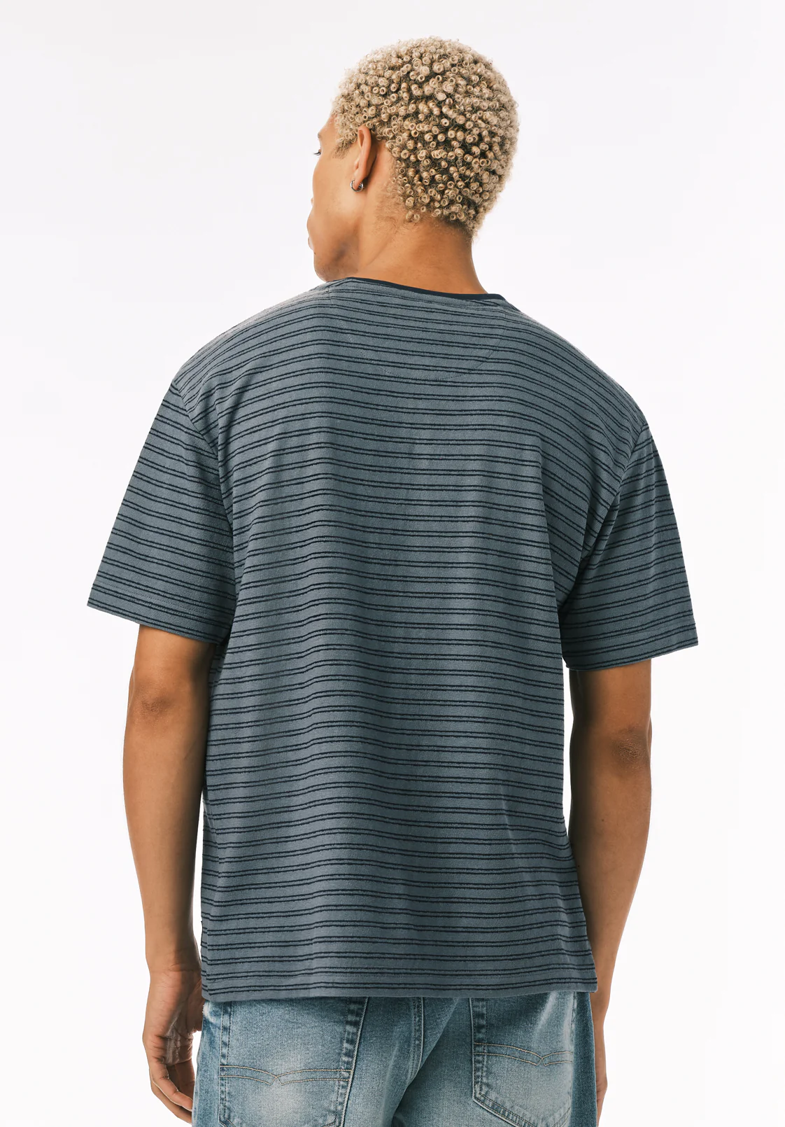 Kandido Men’s Striped Short Sleeve Henley, Mirage - BM24805 - Image 4
