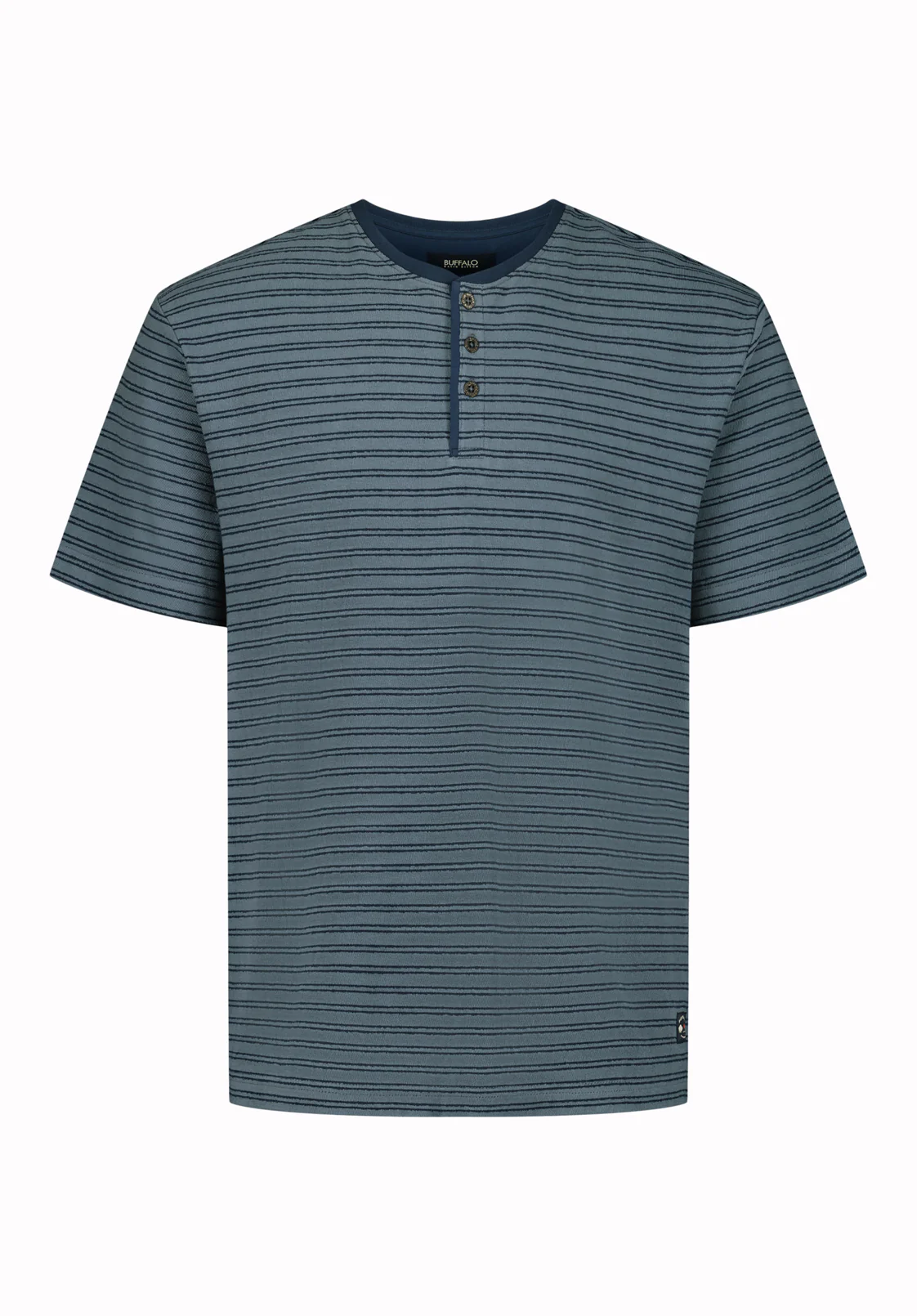 Kandido Men’s Striped Short Sleeve Henley, Mirage - BM24805 - Image 5