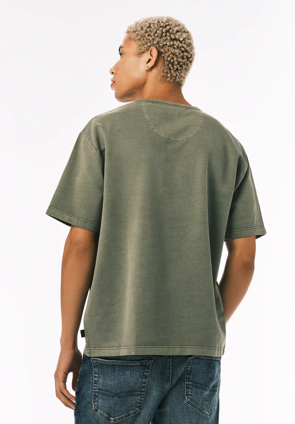 Kandor Men’s Short Sleeve Henley, Army Green - BM24782 - Image 4