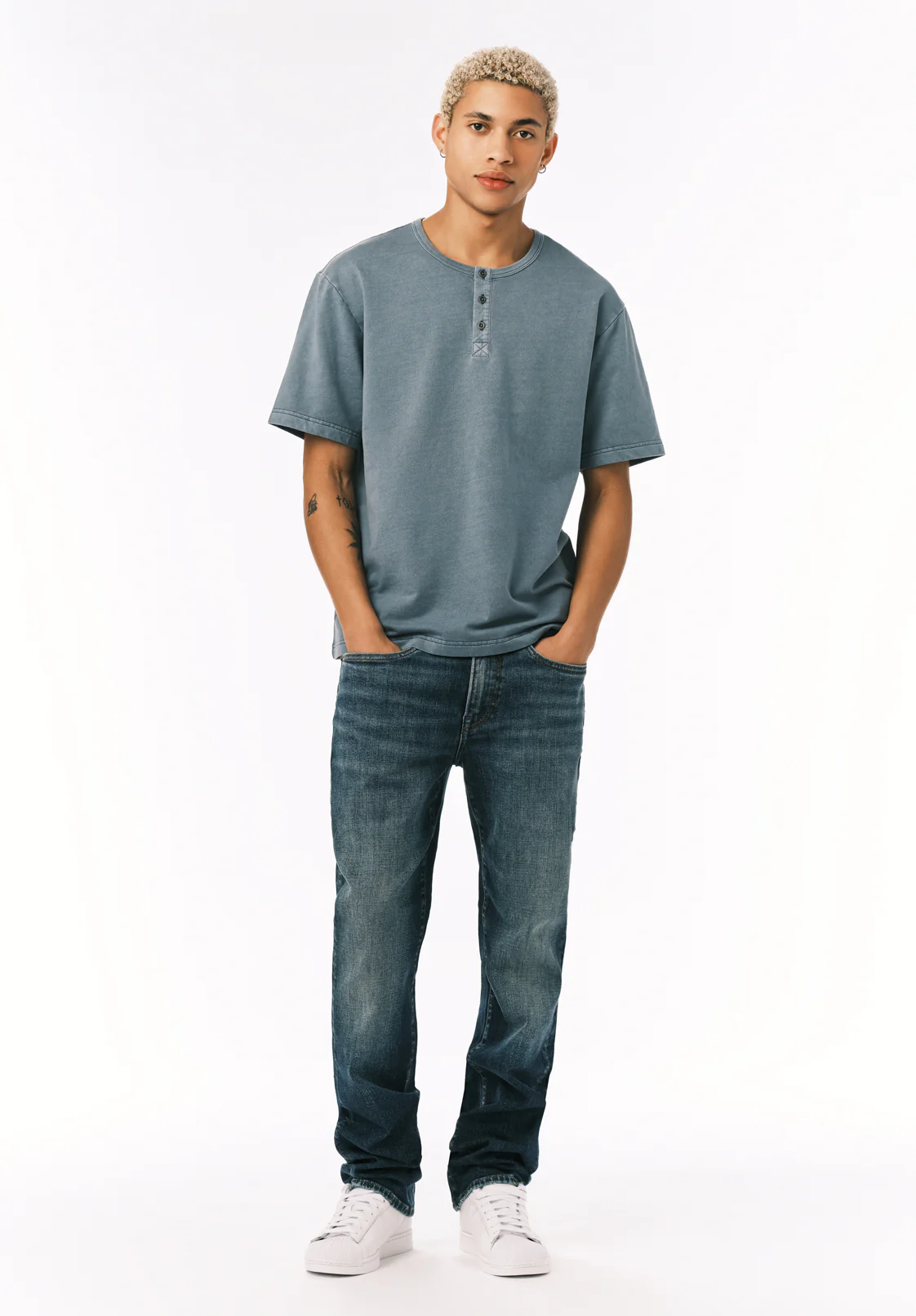 Kandor Men’s Short Sleeve Henley, Mirage - BM24782