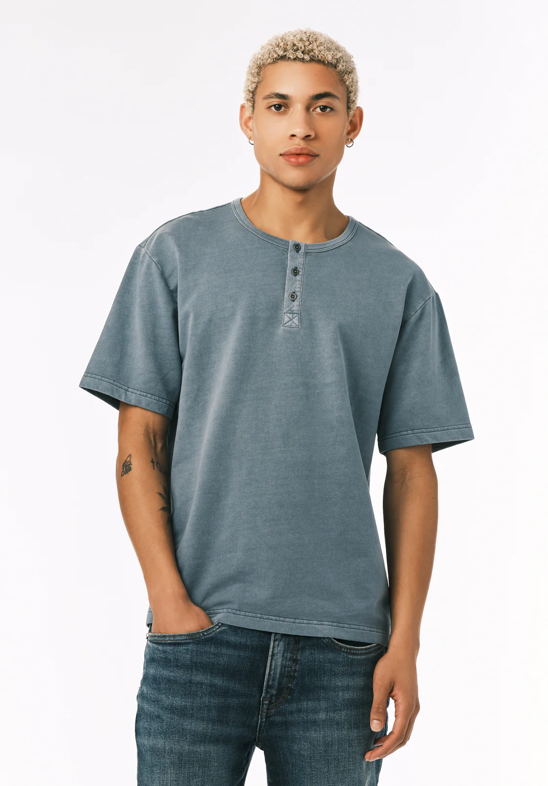 Kandor Men’s Short Sleeve Henley, Mirage - BM24782 - Image 2