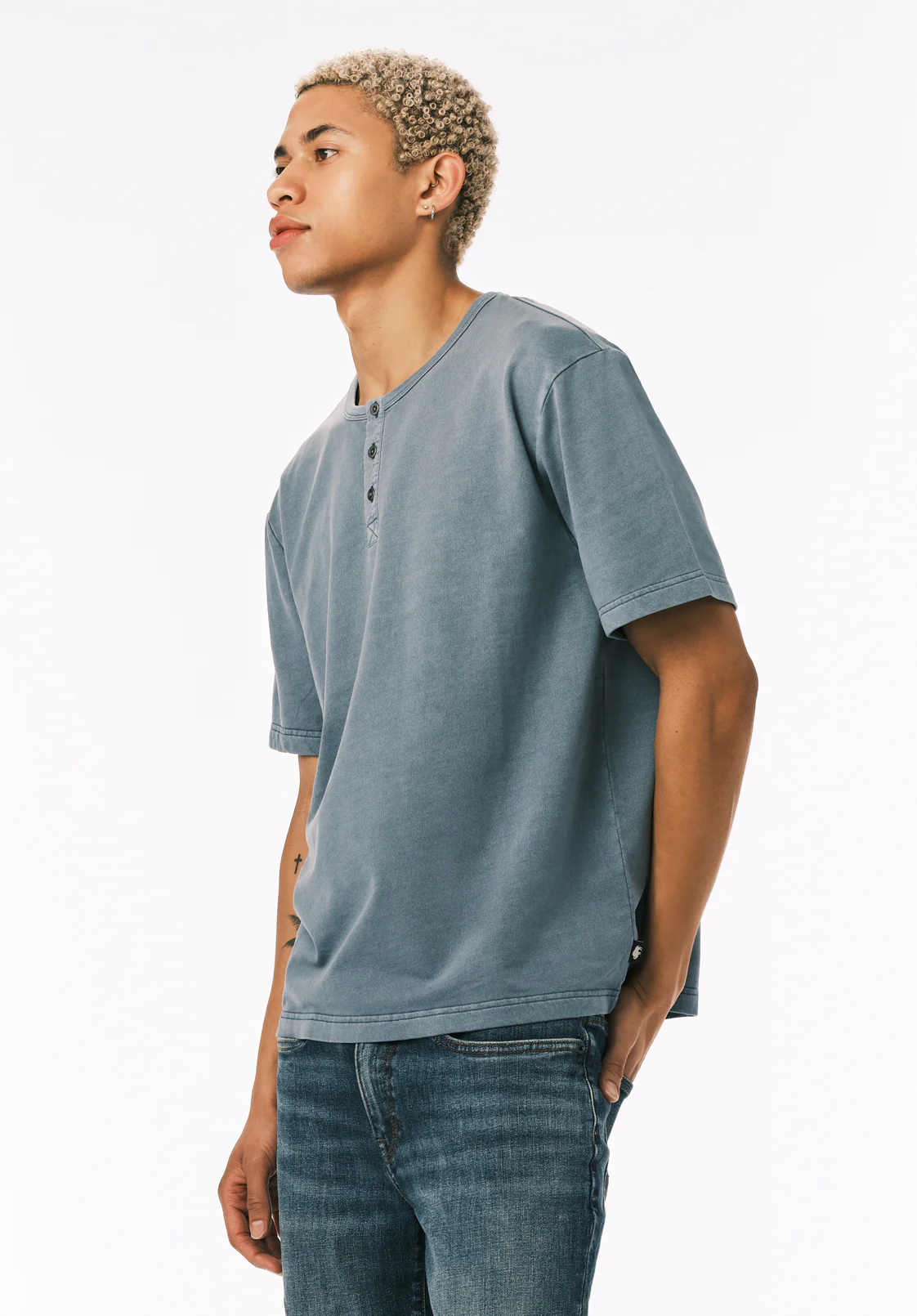 Kandor Men’s Short Sleeve Henley, Mirage - BM24782 - Image 3