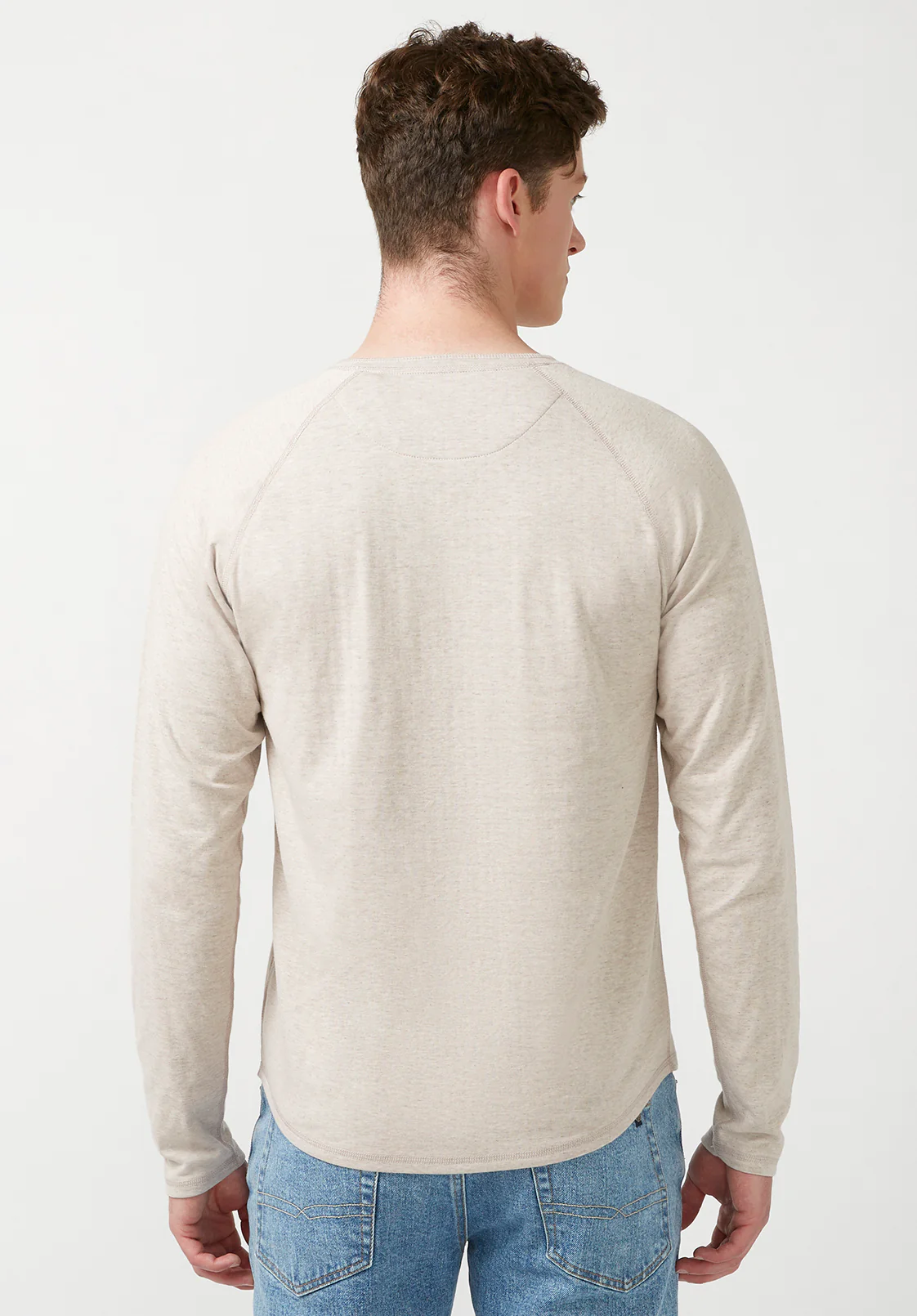 Kariver Men's Long-Sleeve Henley Top in Milk - BM24026 - Image 3