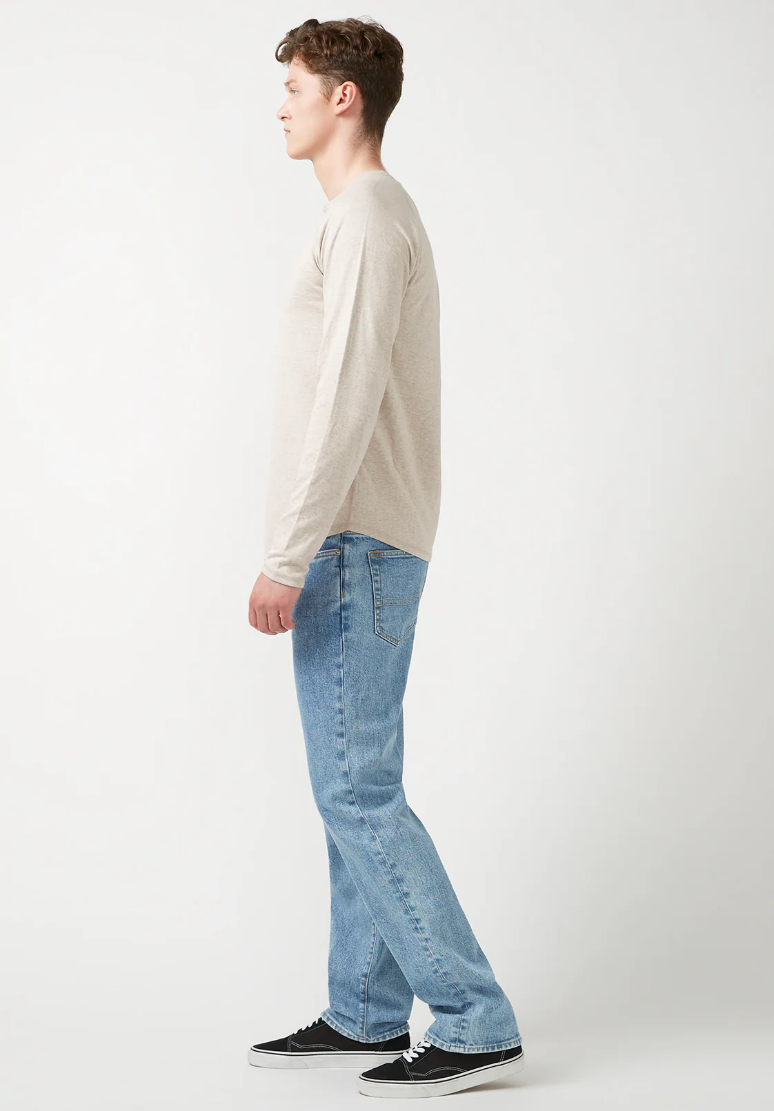 Kariver Men's Long-Sleeve Henley Top in Milk - BM24026 - Image 4