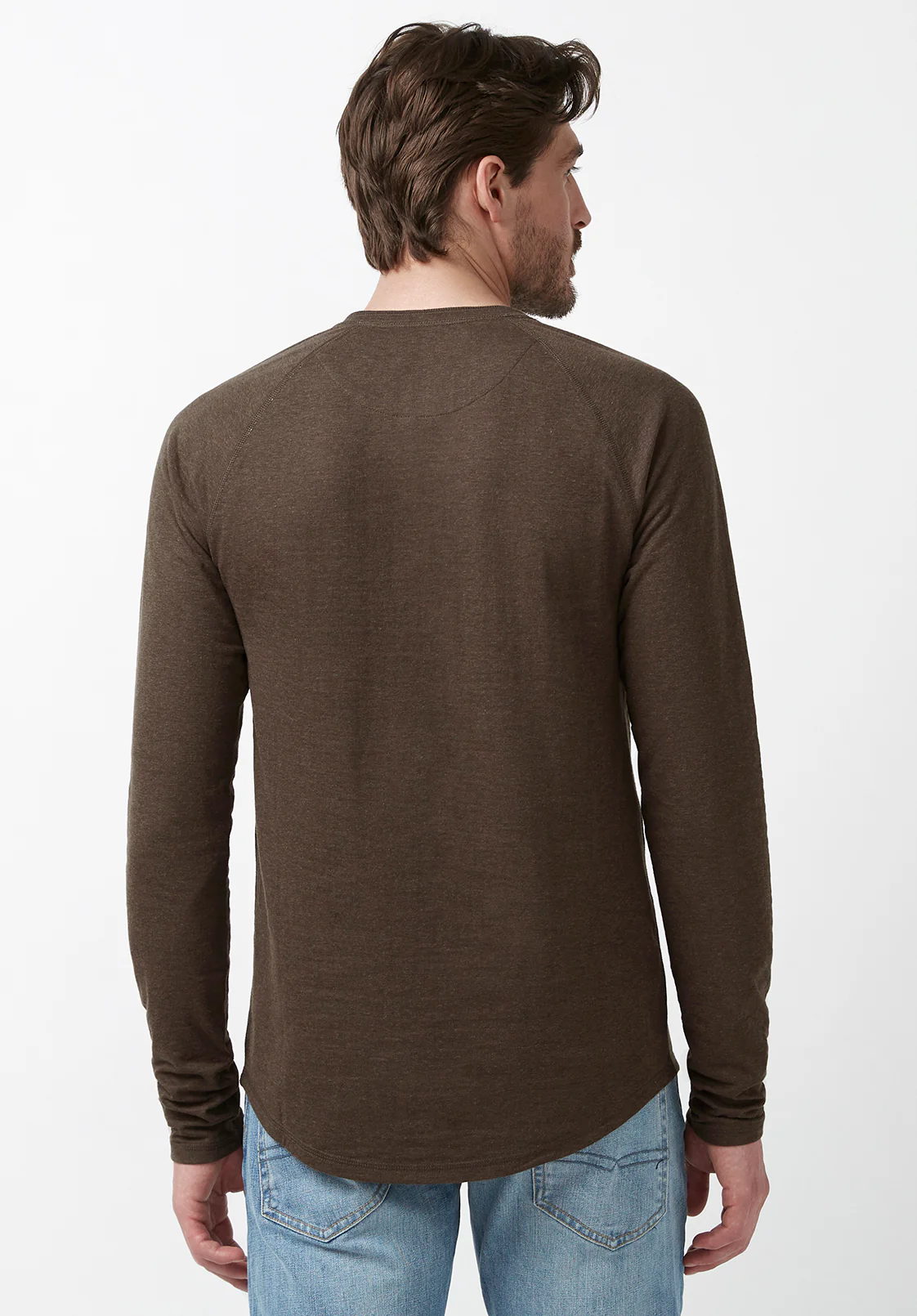 Kariver Men's Long-Sleeve Henley Top in Brown - BM24026 - Image 3