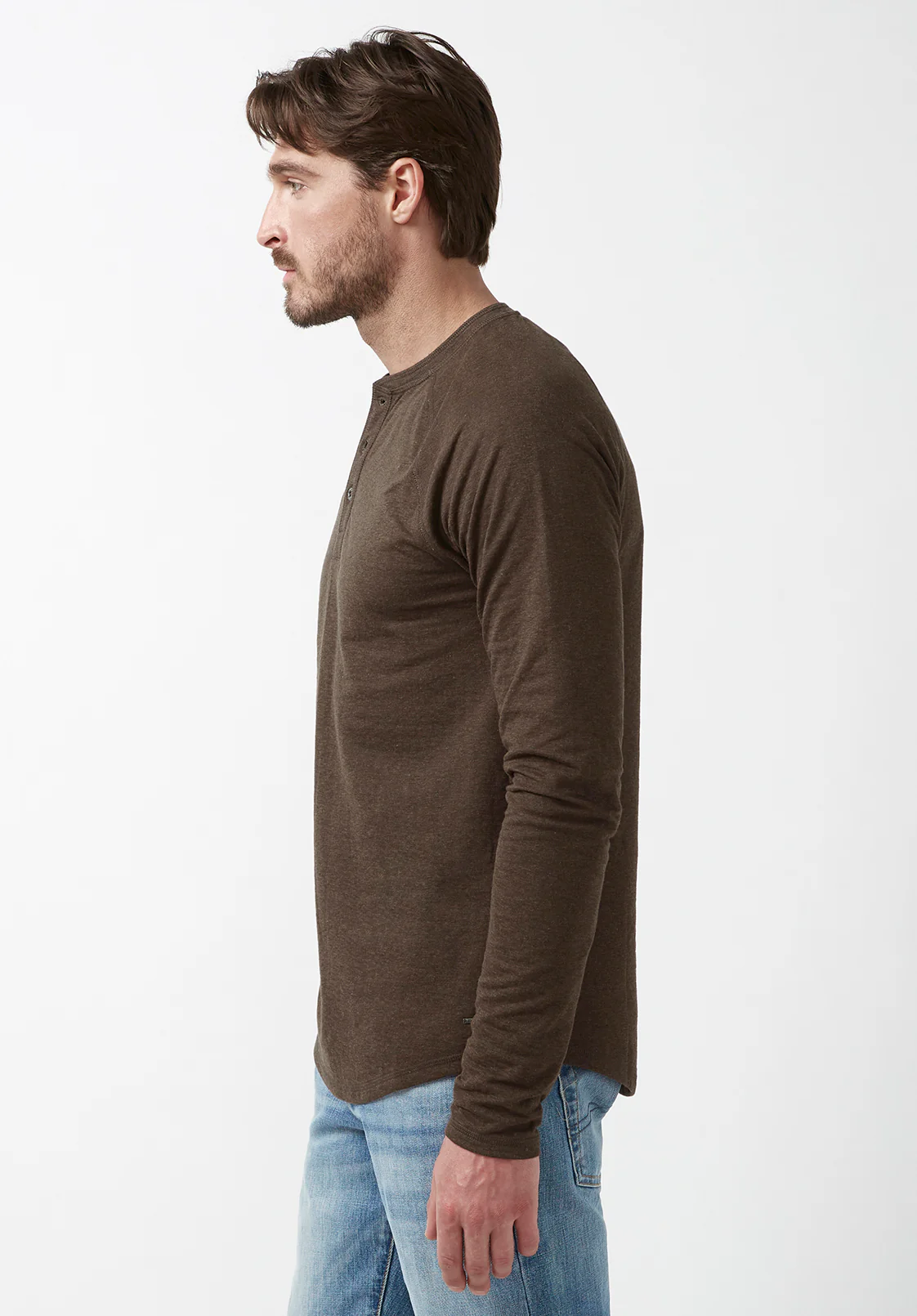 Kariver Men's Long-Sleeve Henley Top in Brown - BM24026 - Image 4