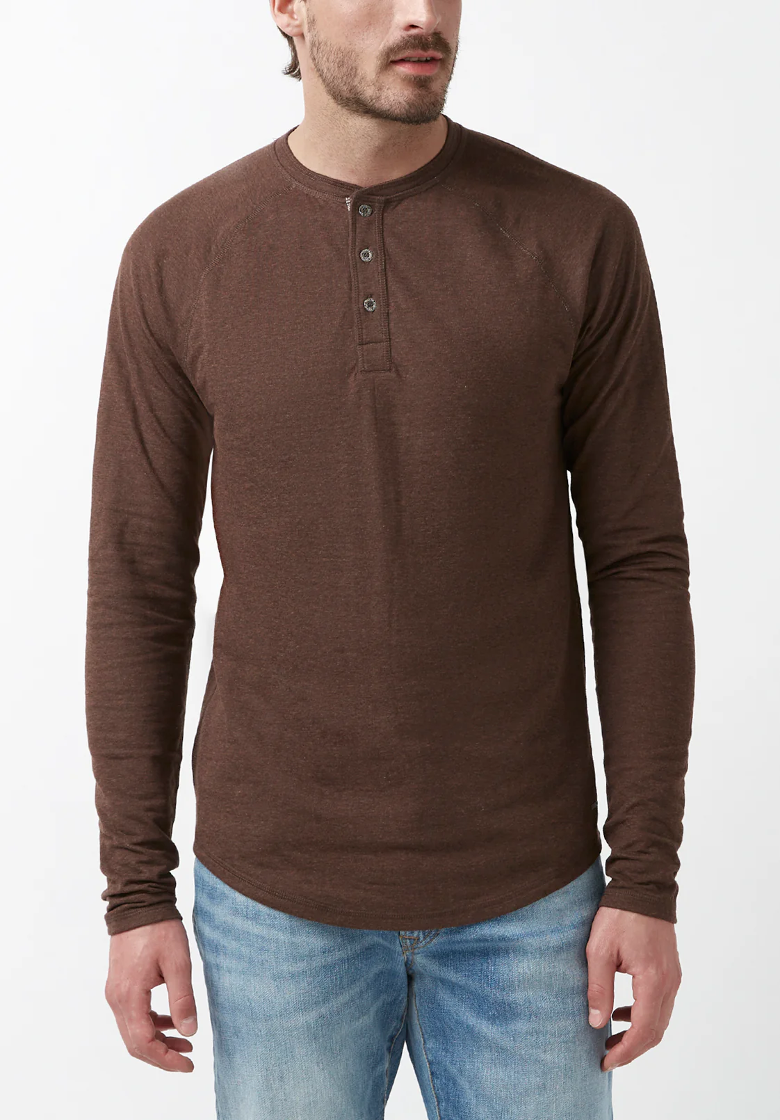 Kariver Men's Long-Sleeve Henley Top in Brown - BM24026 - Image 5