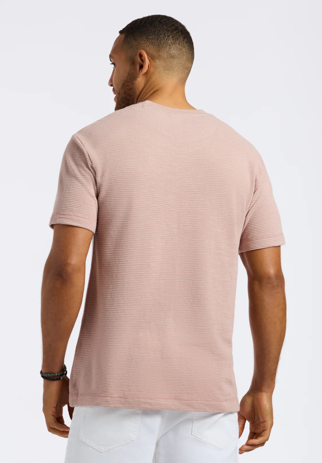 Karlton Men's Waffle-Knit Short-Sleeve Crewneck T-Shirt, Adobe Rose - BM24538 - Image 3