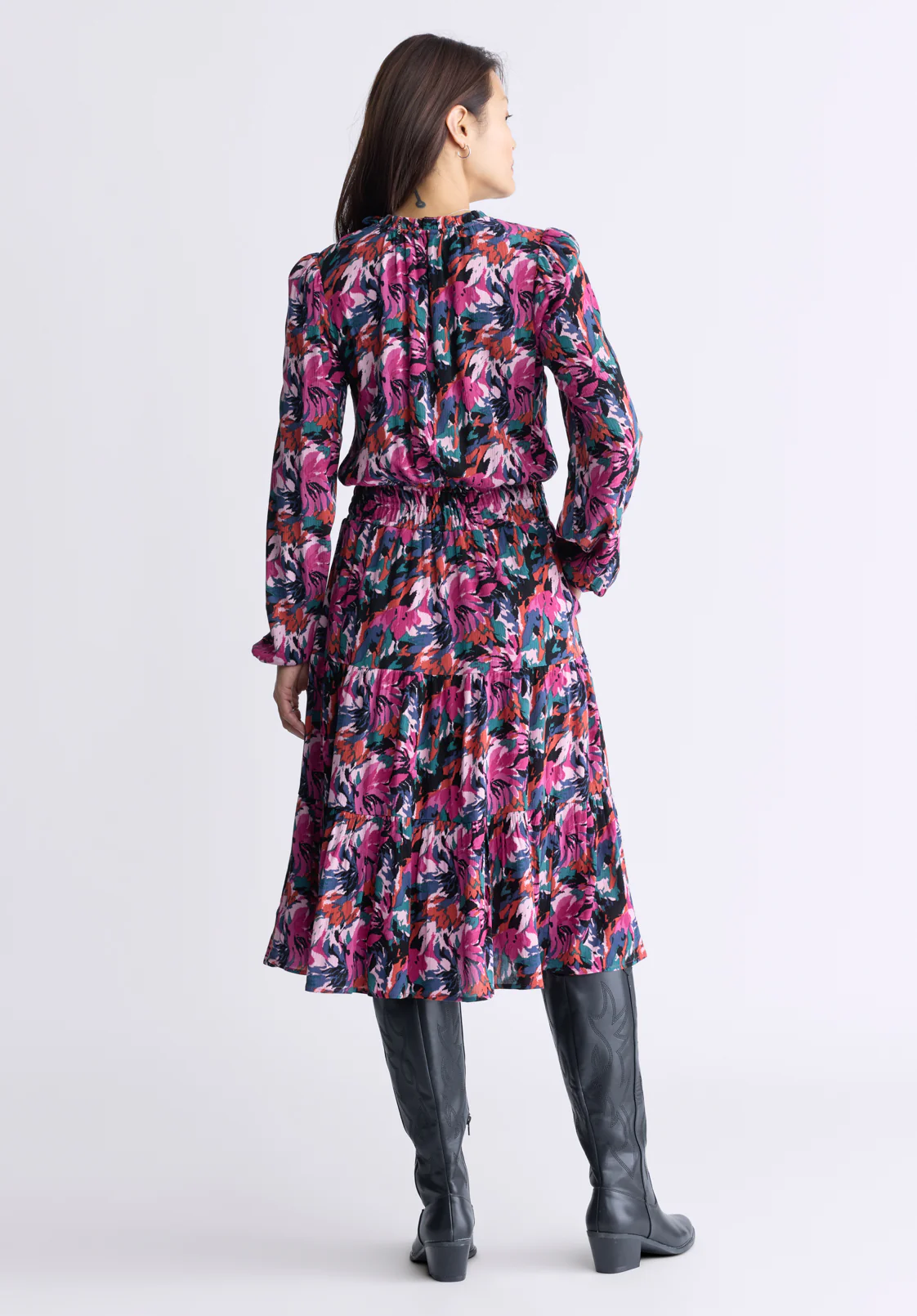 Karrigan Women's Long-Sleeve Midi Dress, Pink Floral - WD0059F - Image 3