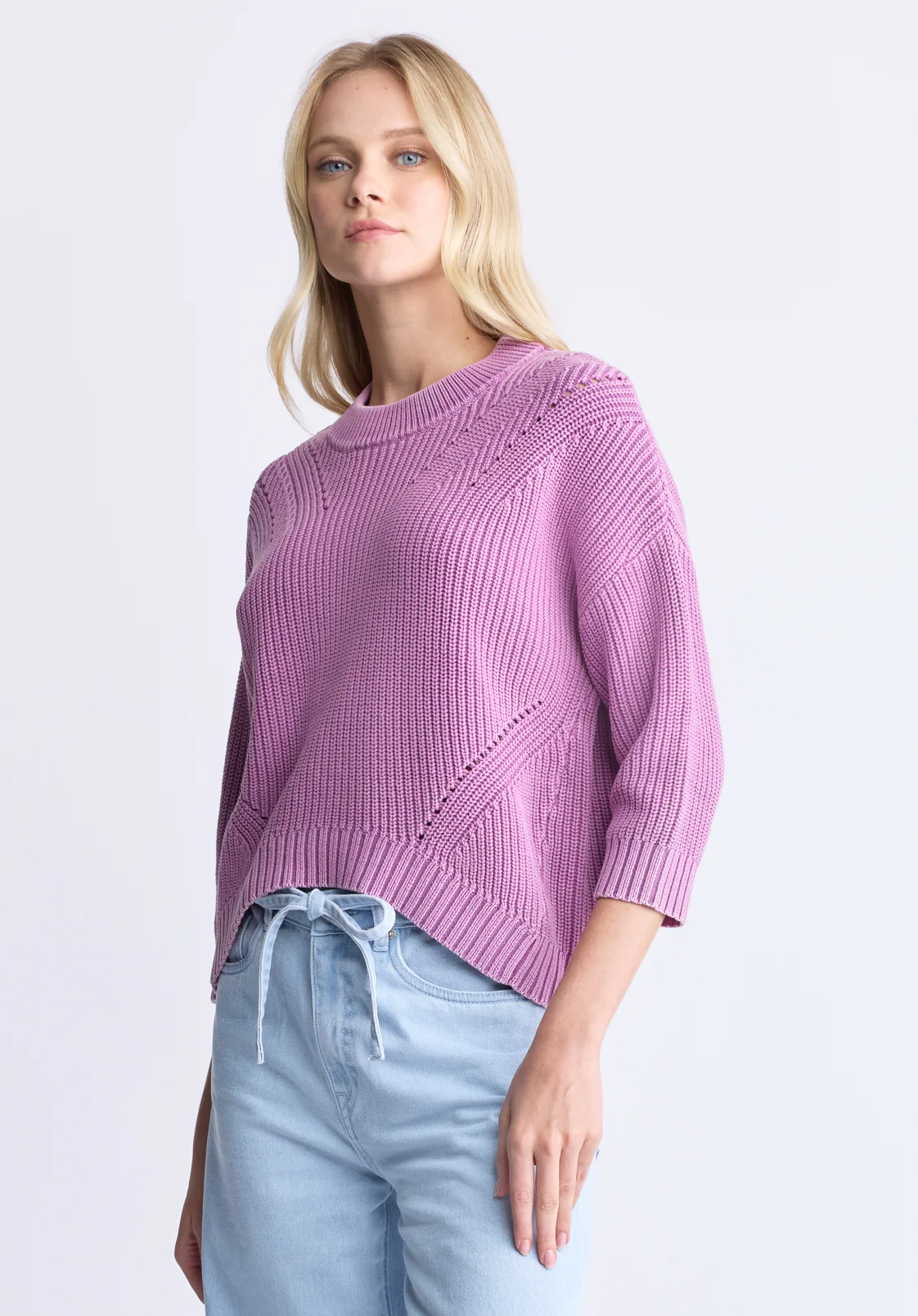 Kassanda Women's 3/4 Sleeve Knit Sweater, Purple - SW0100H - Image 3