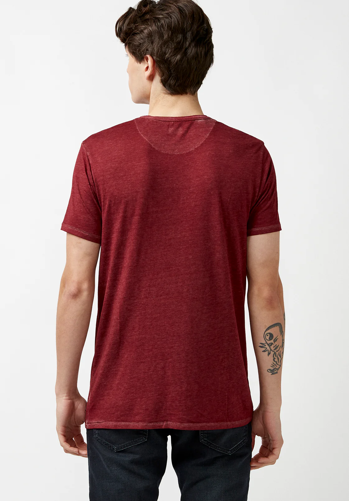Kasum Buttoned Henley Men's T-Shirt in Dark Red - BM21411 - Image 3