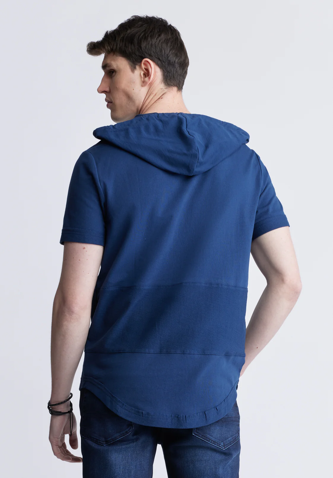 Katoni Men's Short Sleeve Hoodie, Navy - BM24489 - Image 3