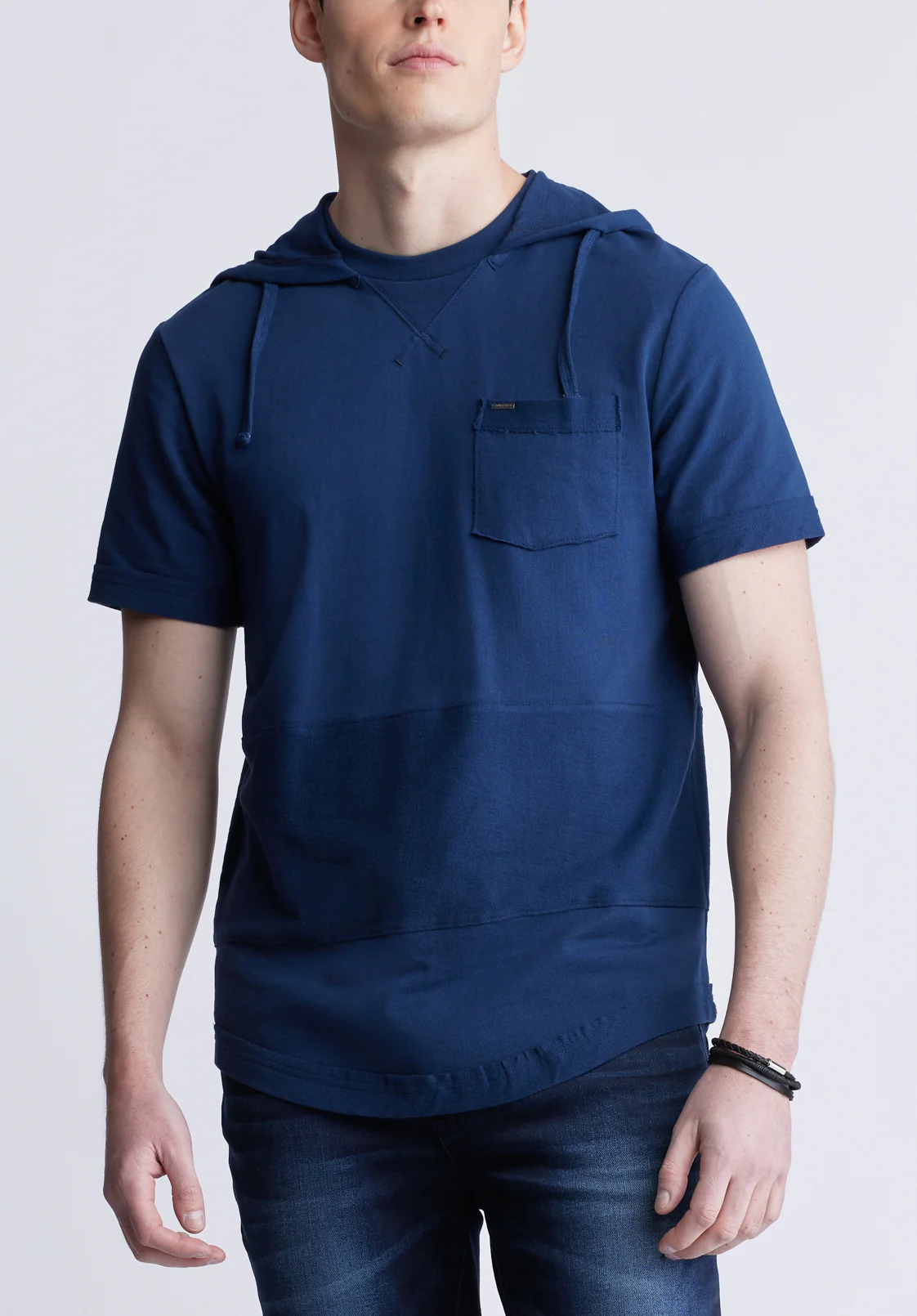 Katoni Men's Short Sleeve Hoodie, Navy - BM24489 - Image 5