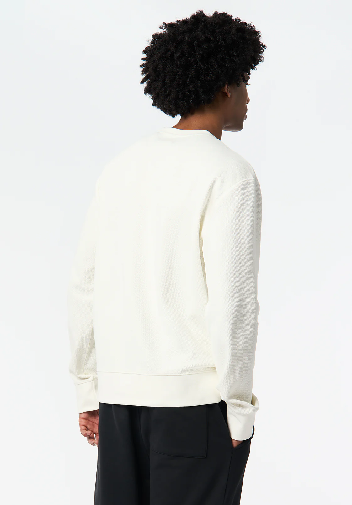 Kaya Men's Relaxed Crewneck Waffle Top, Milk - BM24671 - Image 4