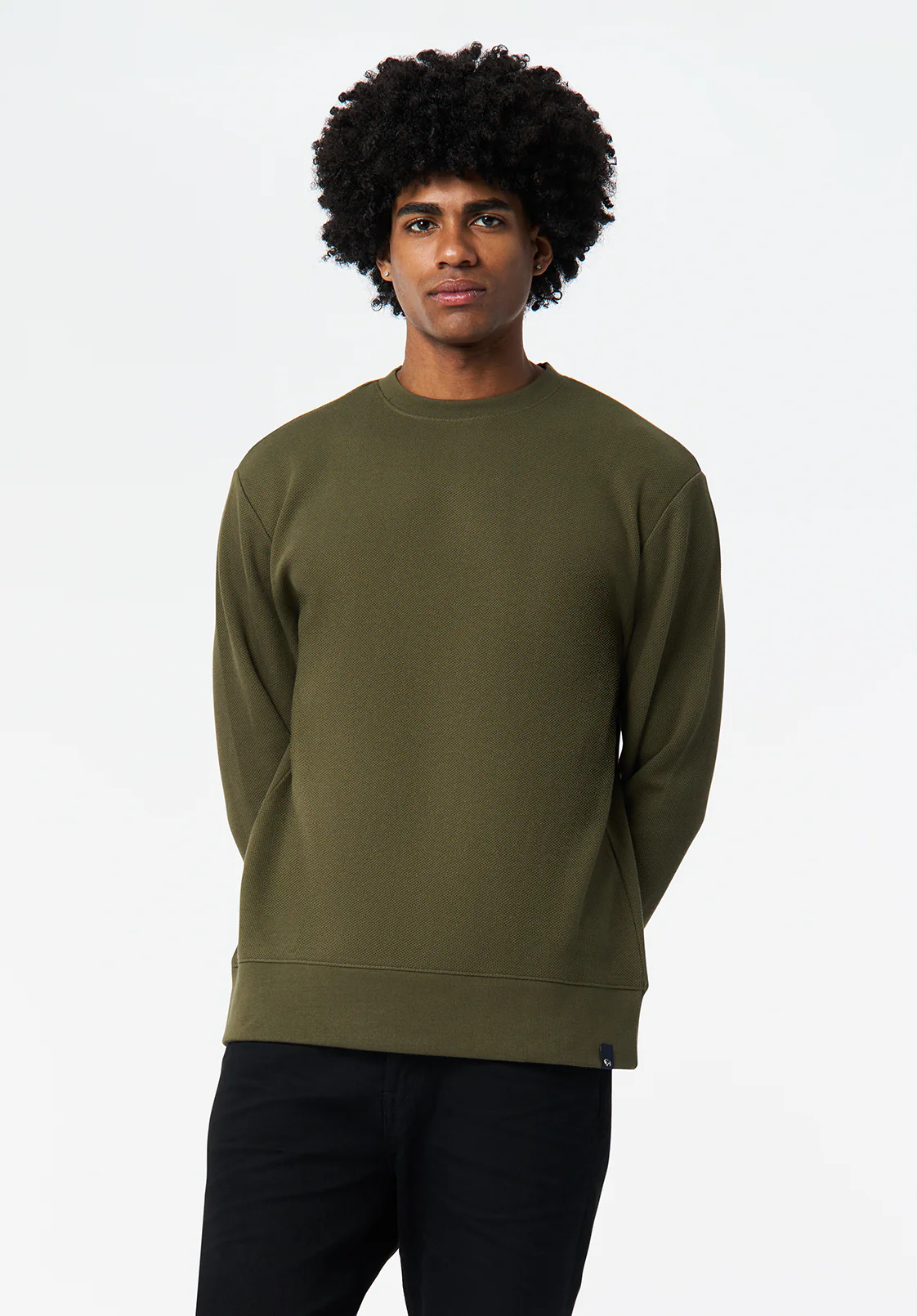 Kaya Men's Relaxed Crewneck Waffle Top, Fern - BM24671 - Image 3