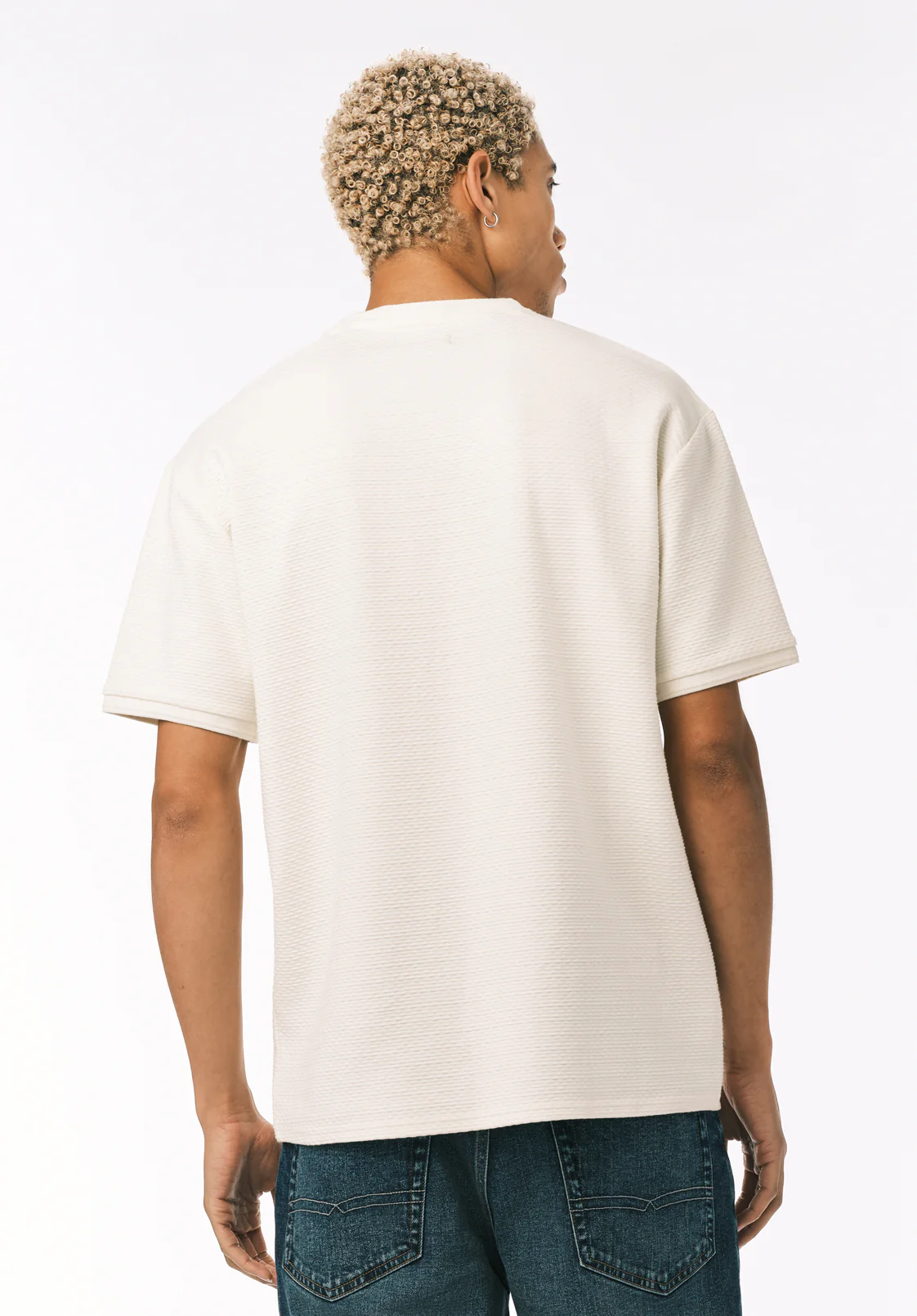 Kellen Men’s Textured Knit T-Shirt, Milk - BM24758 - Image 4