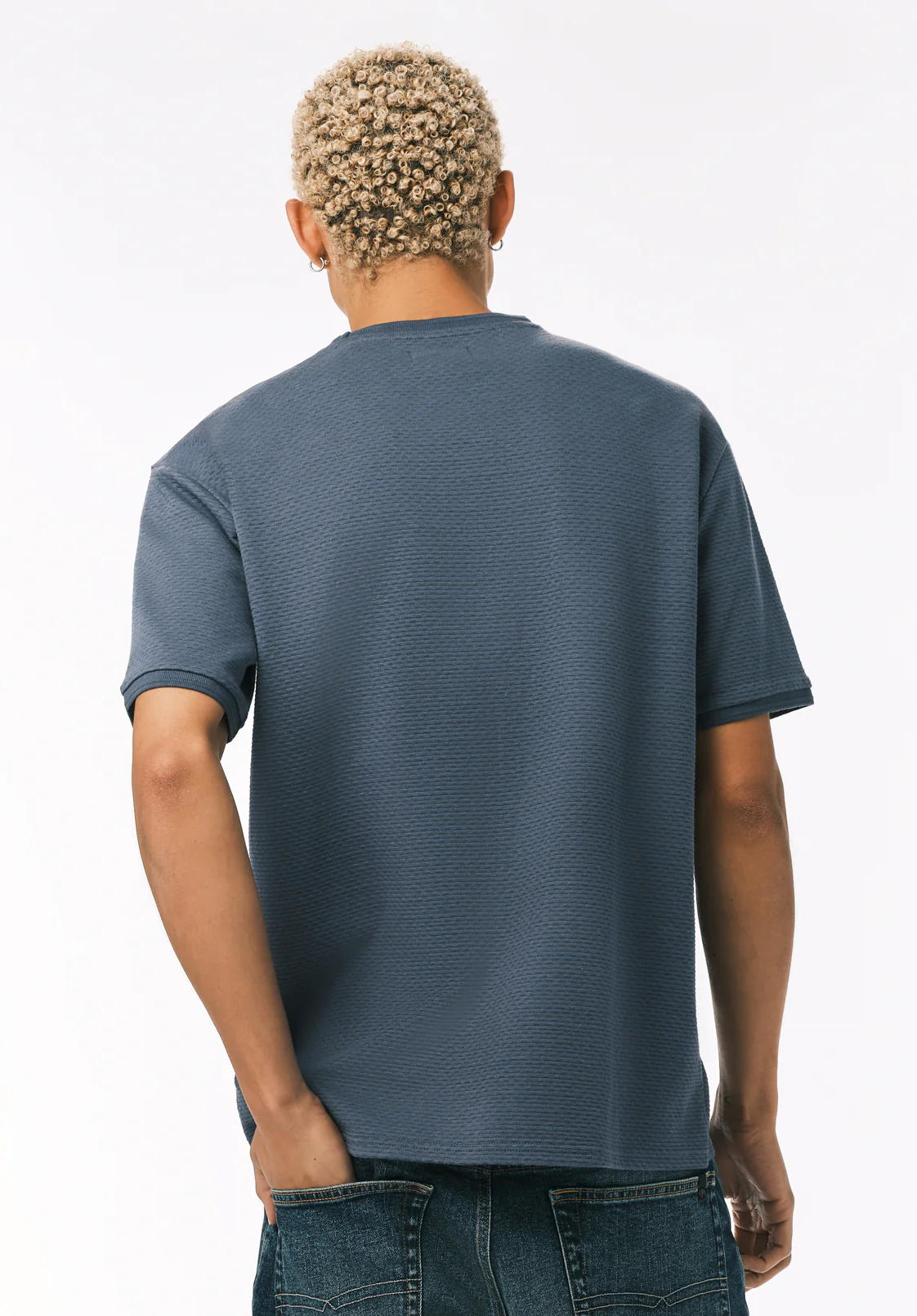 Kellen Men’s Textured Knit T-Shirt, Vintage Indigo - BM24758 - Image 4