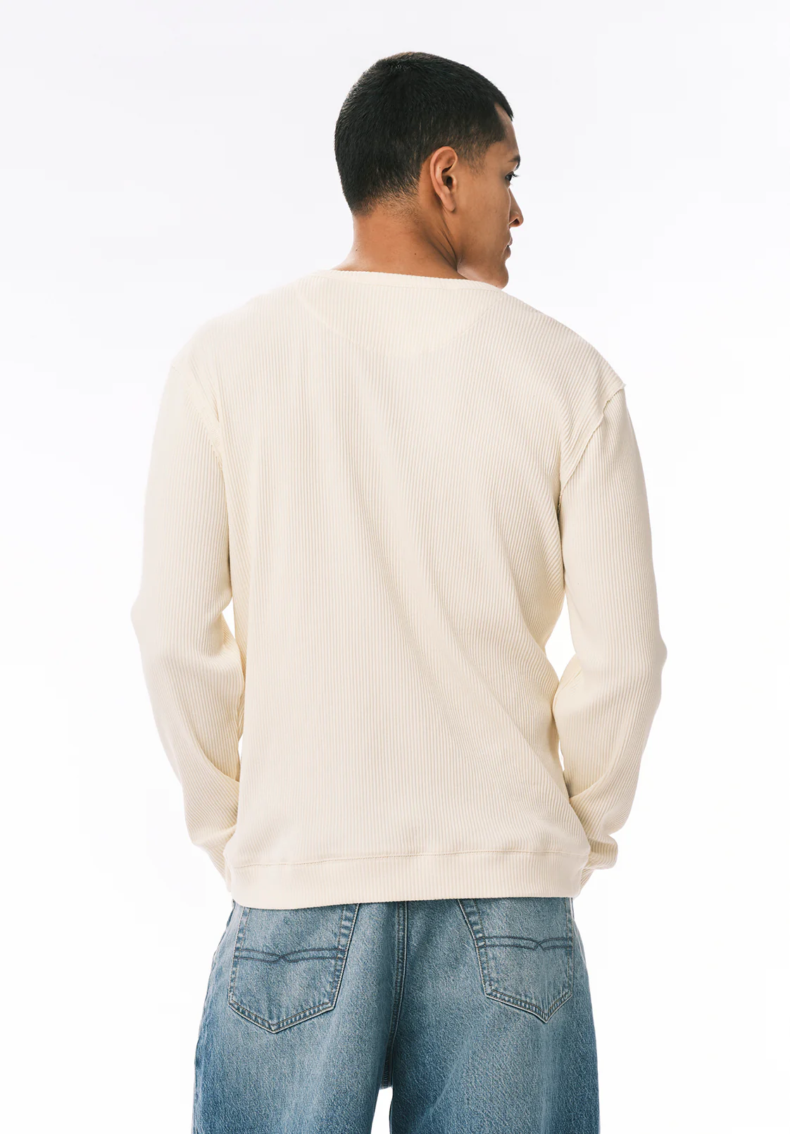Kendro Men’s Long-Sleeve Henley Top, Buttercream - BM24762 - Image 4