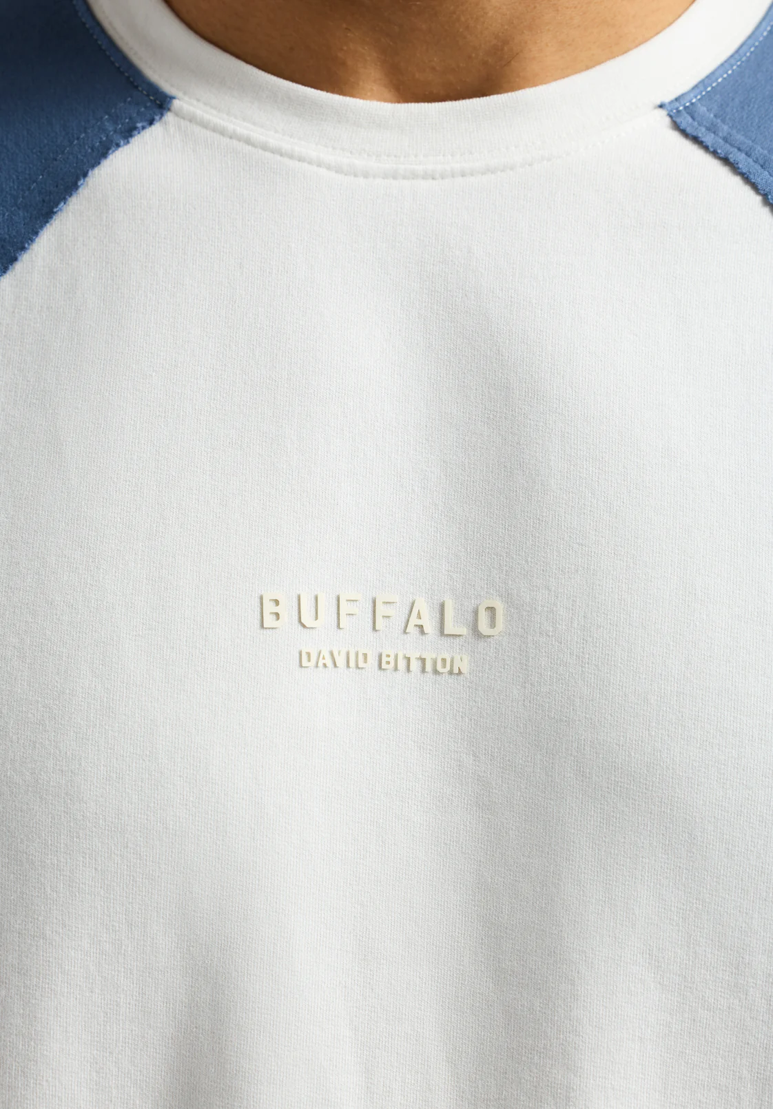 Killabee Men's Raglan French Terry Crewneck T-Shirt with Contrast Sleeves, White - BM24532 - Image 4