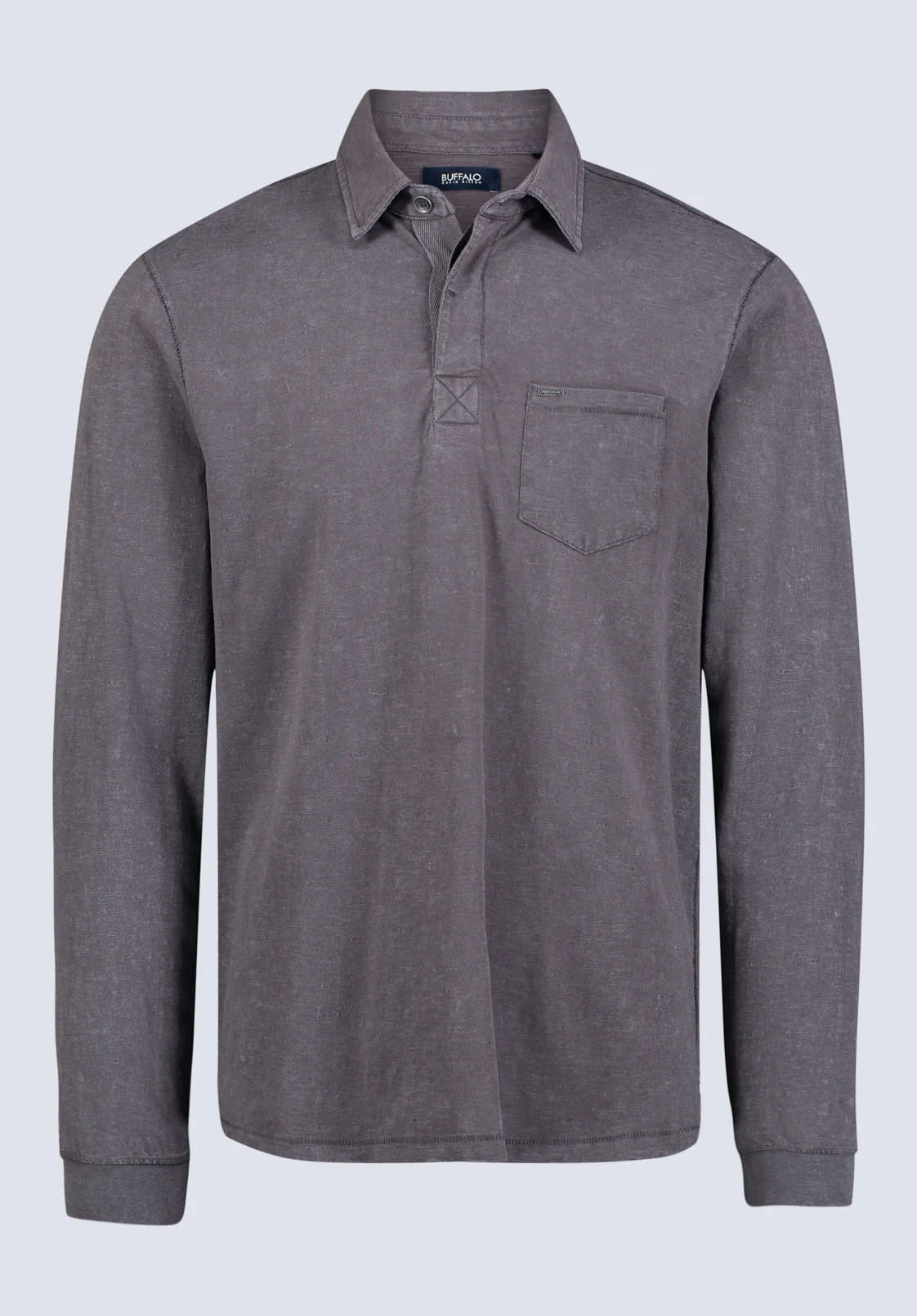 Kimmy Men's Long-Sleeve Polo with Pocket, Charcoal - BM24378 - Image 6
