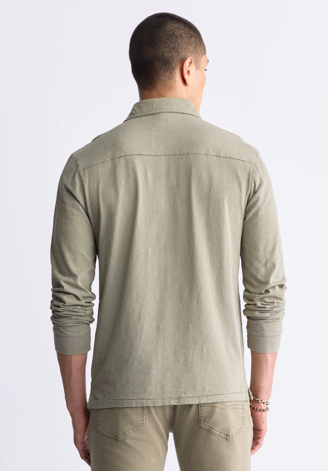 Kimmy Men's Long-Sleeve Polo with Pocket, Rain Forest - BM24378 - Image 3