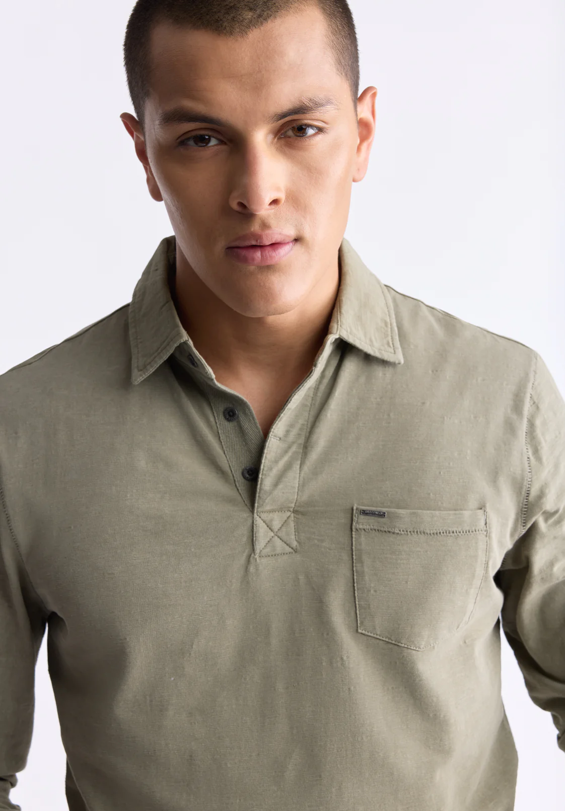 Kimmy Men's Long-Sleeve Polo with Pocket, Rain Forest - BM24378 - Image 4